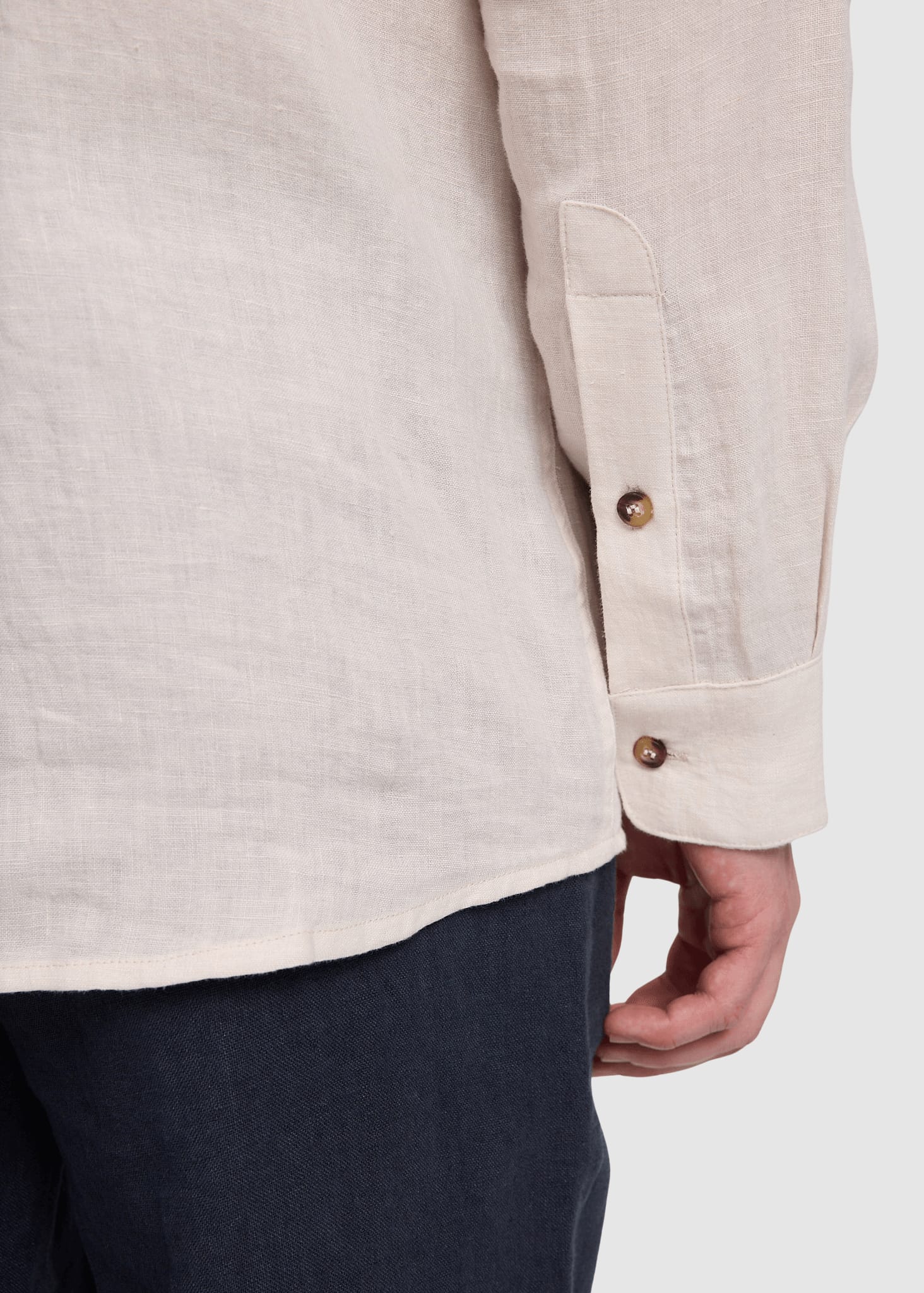 Stand Collar Linen Shirt Moon