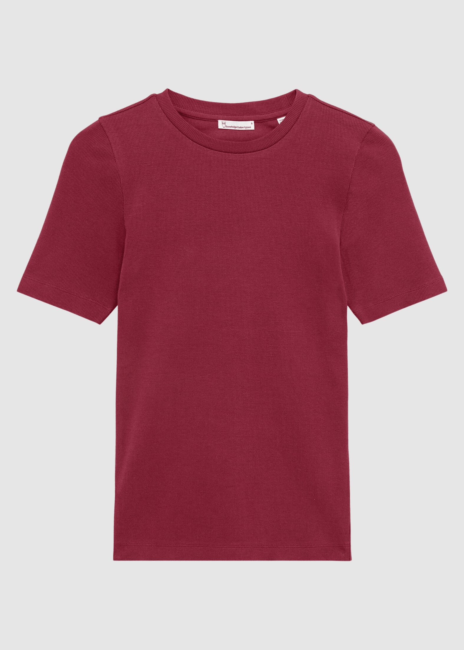 knowledge-cotton-apparel-rib-t-shirt-burgundy-1.jpeg Rib T-Shirt Burgundy