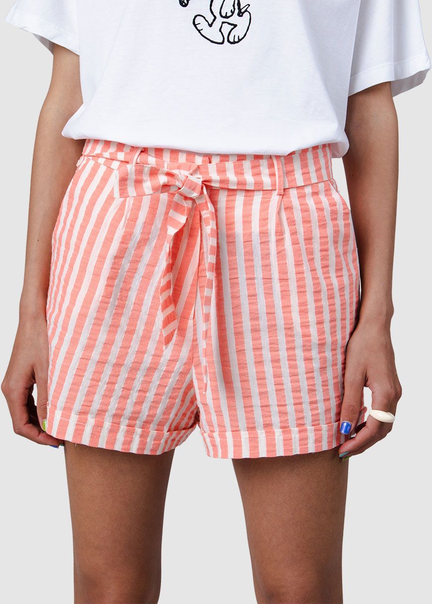 Stripes Belted Shorts