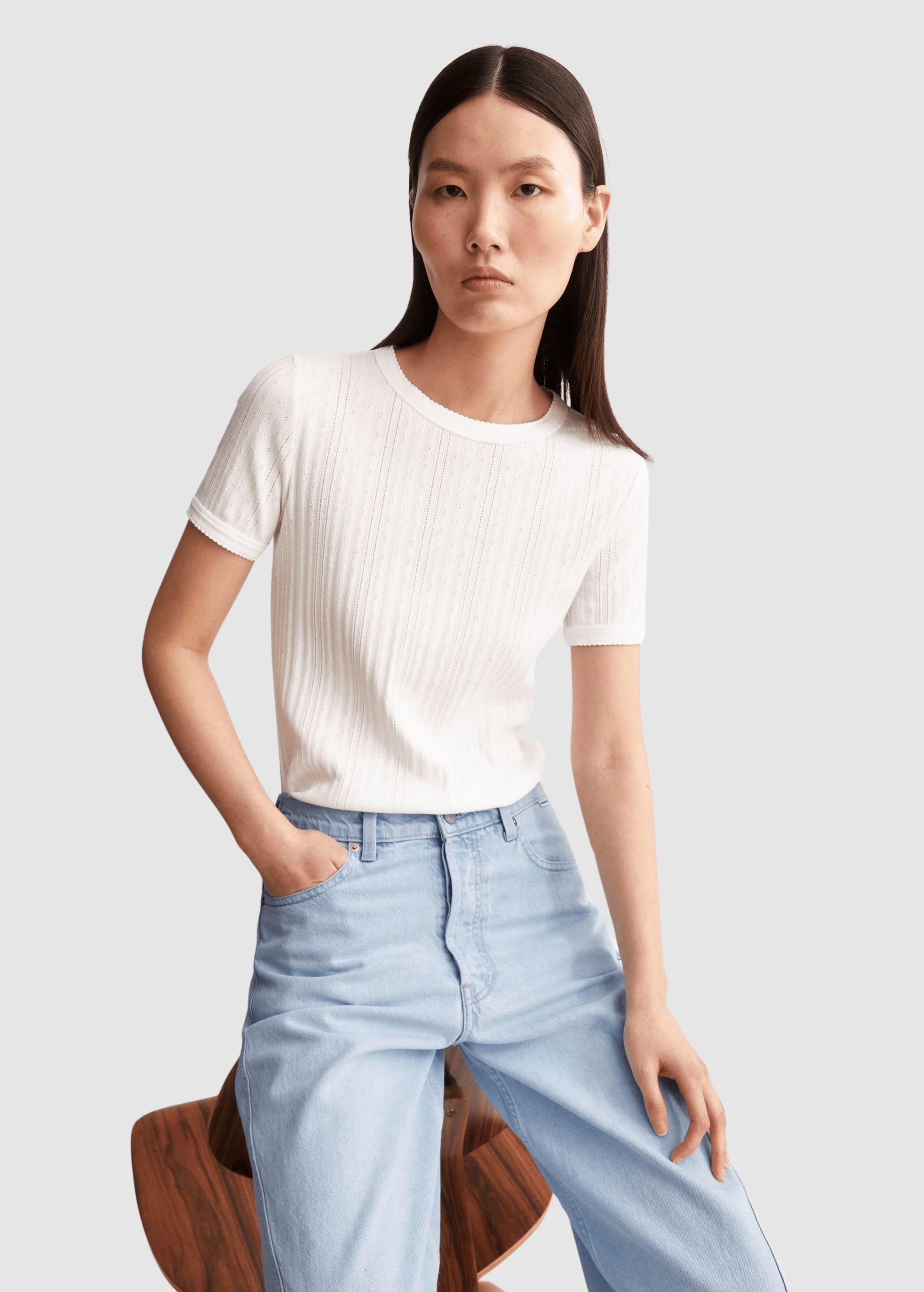 Pointelle T-Shirt White