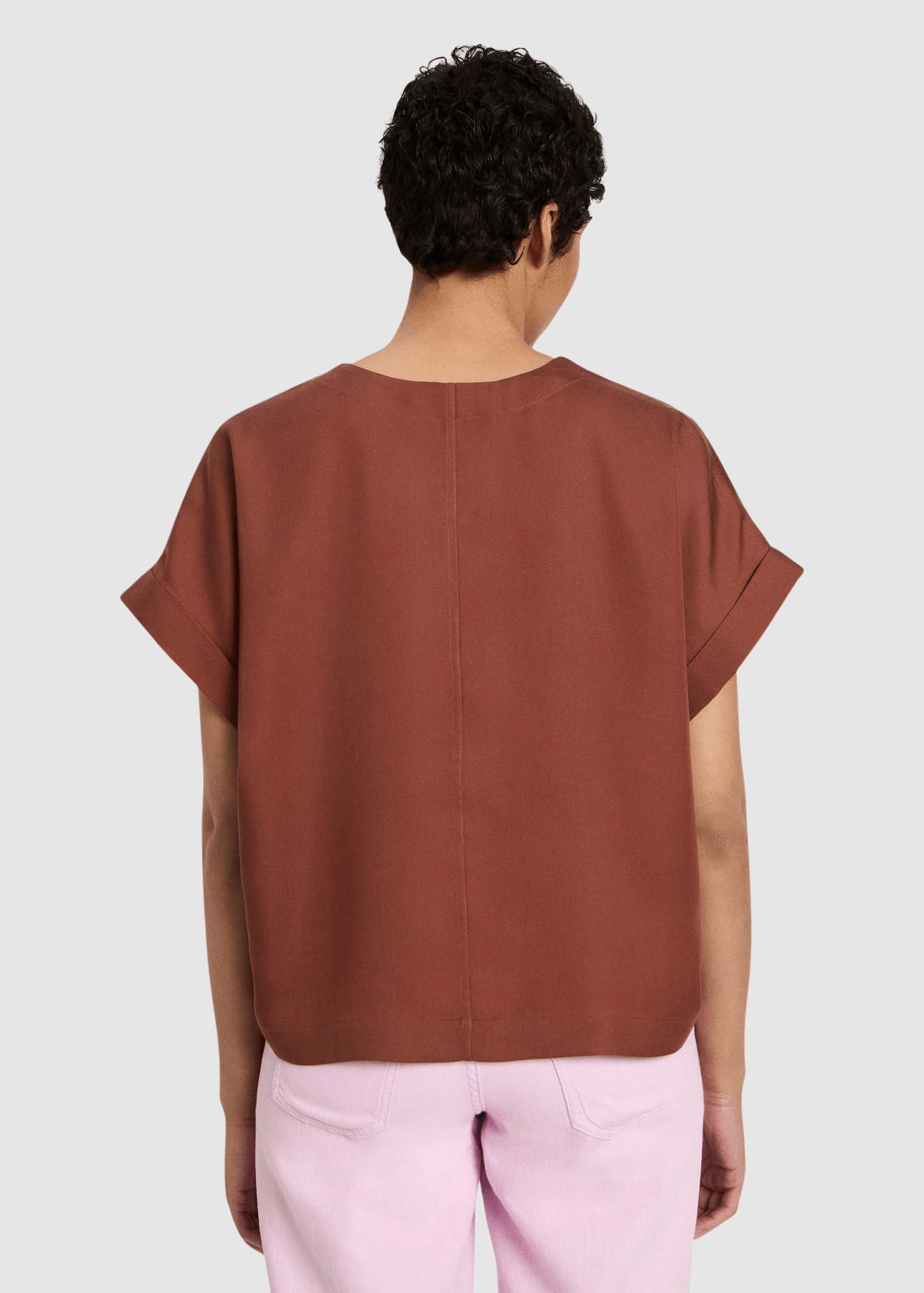 Blusenshirt Aus Tencel Dark Mocca