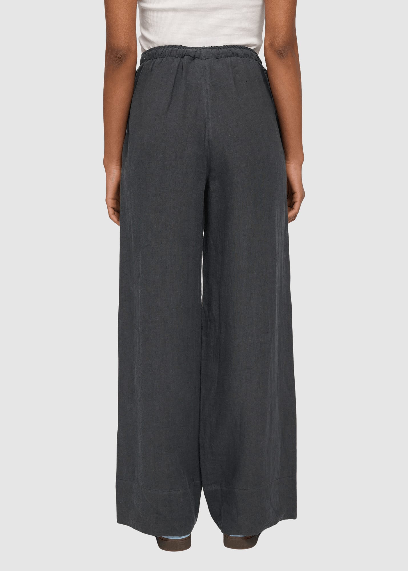 Drawstring Linen Pants Anthra