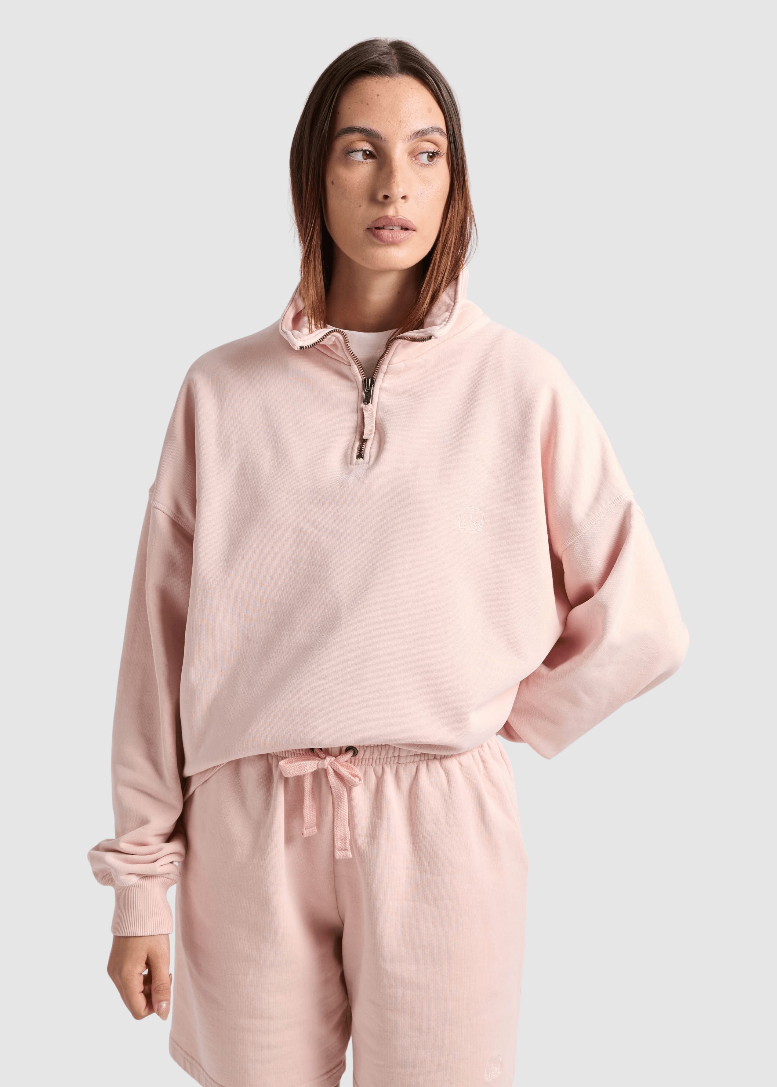 Women's Sunwashed Essential Quarter Zip Sweatshirt Lotus Pink