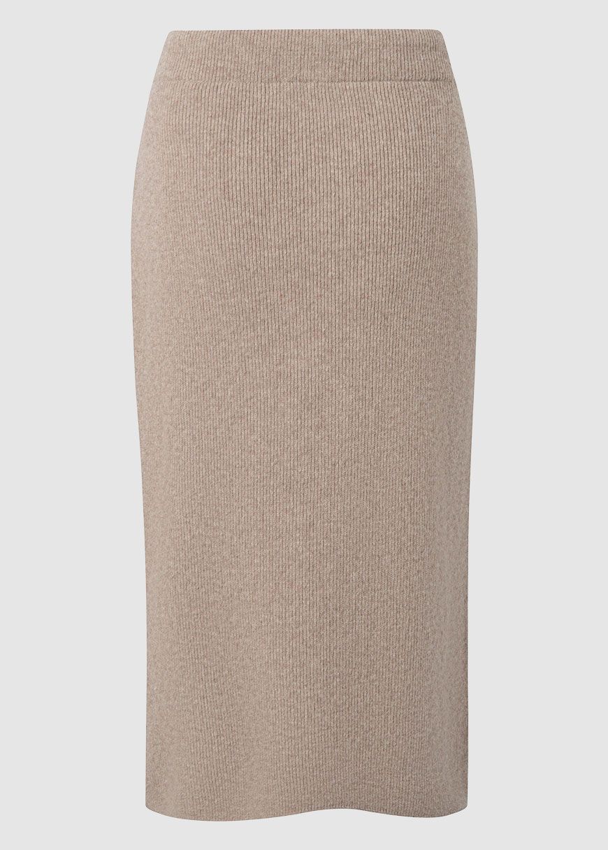 Wool Midth Lengt Rib Knit Skirt Wool Midth Lengt Rib Knit Skirt