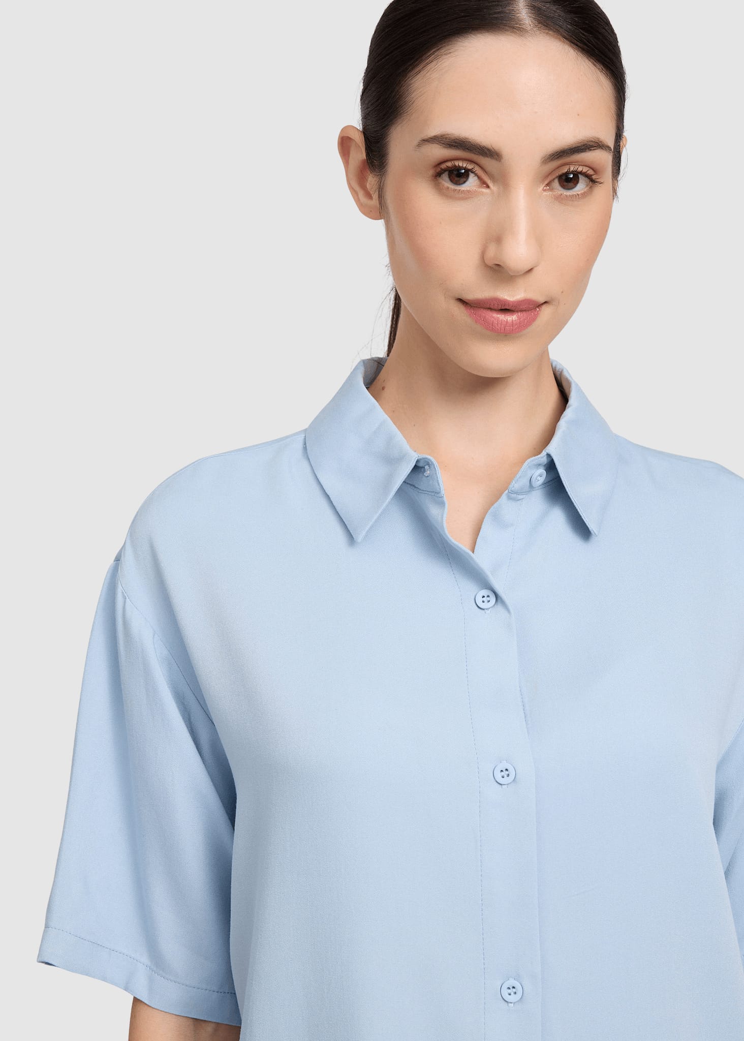 Short Sleeve Viscose Shirt Pastel Blue Short Sleeve Viscose Shirt Pastel Blue