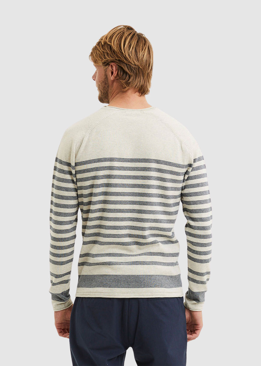 Forrest Striped Long Stable Cotton Raglan Roll Edge Knit Forrest Striped Long Stable Cotton Raglan Roll Edge Knit