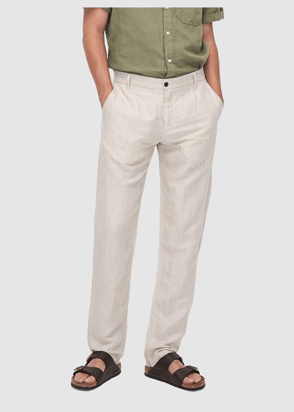 Darren Linen Pant Solid Oatmeal