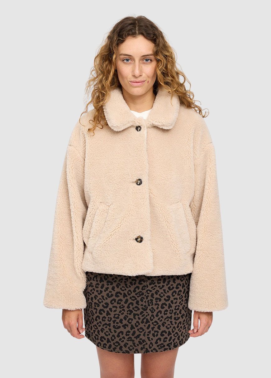 Faux-Fur Button Jacket