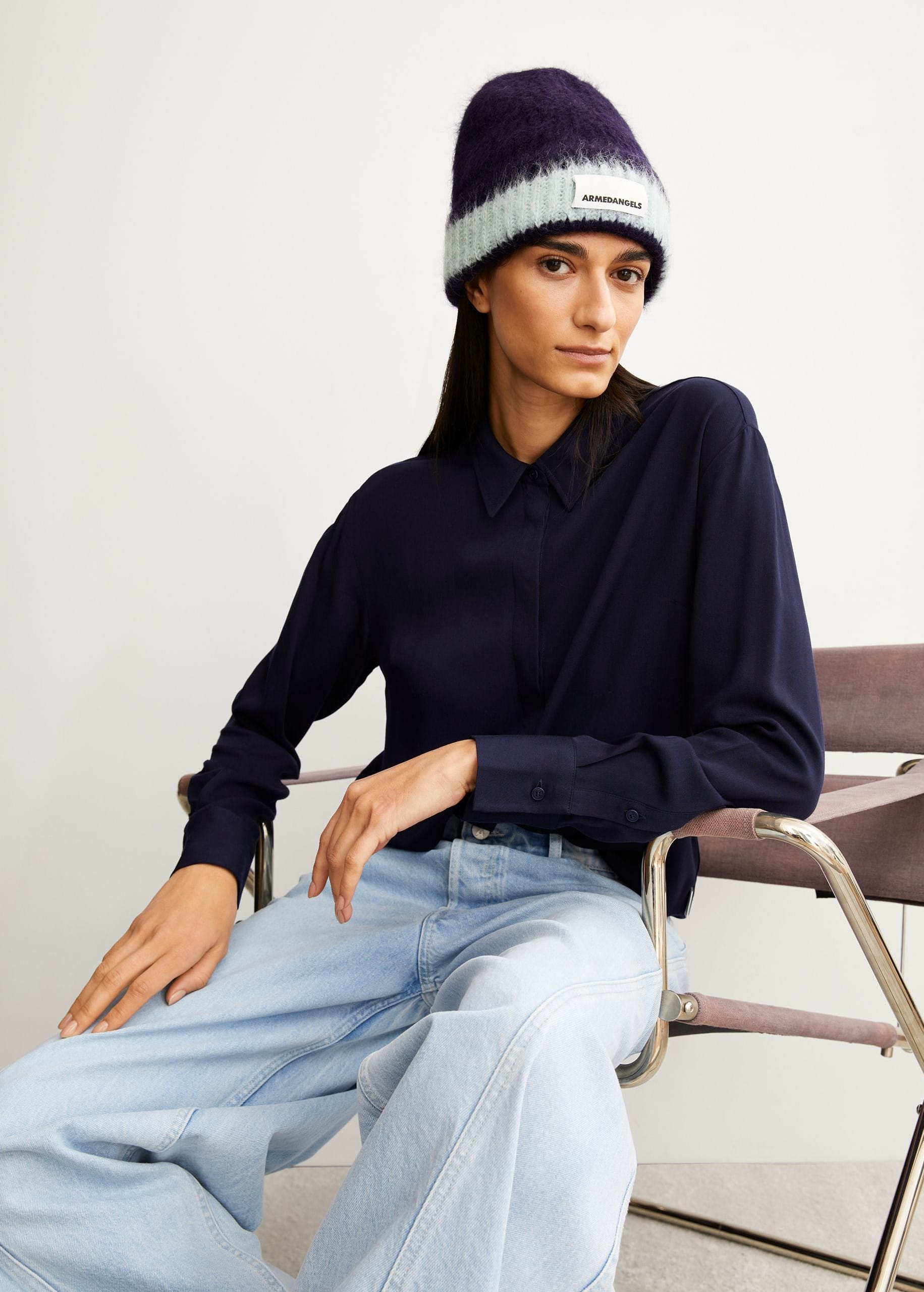 Larisaana Longsleeve Blouse Tinted Navy Larisaana Longsleeve Blouse Tinted Navy