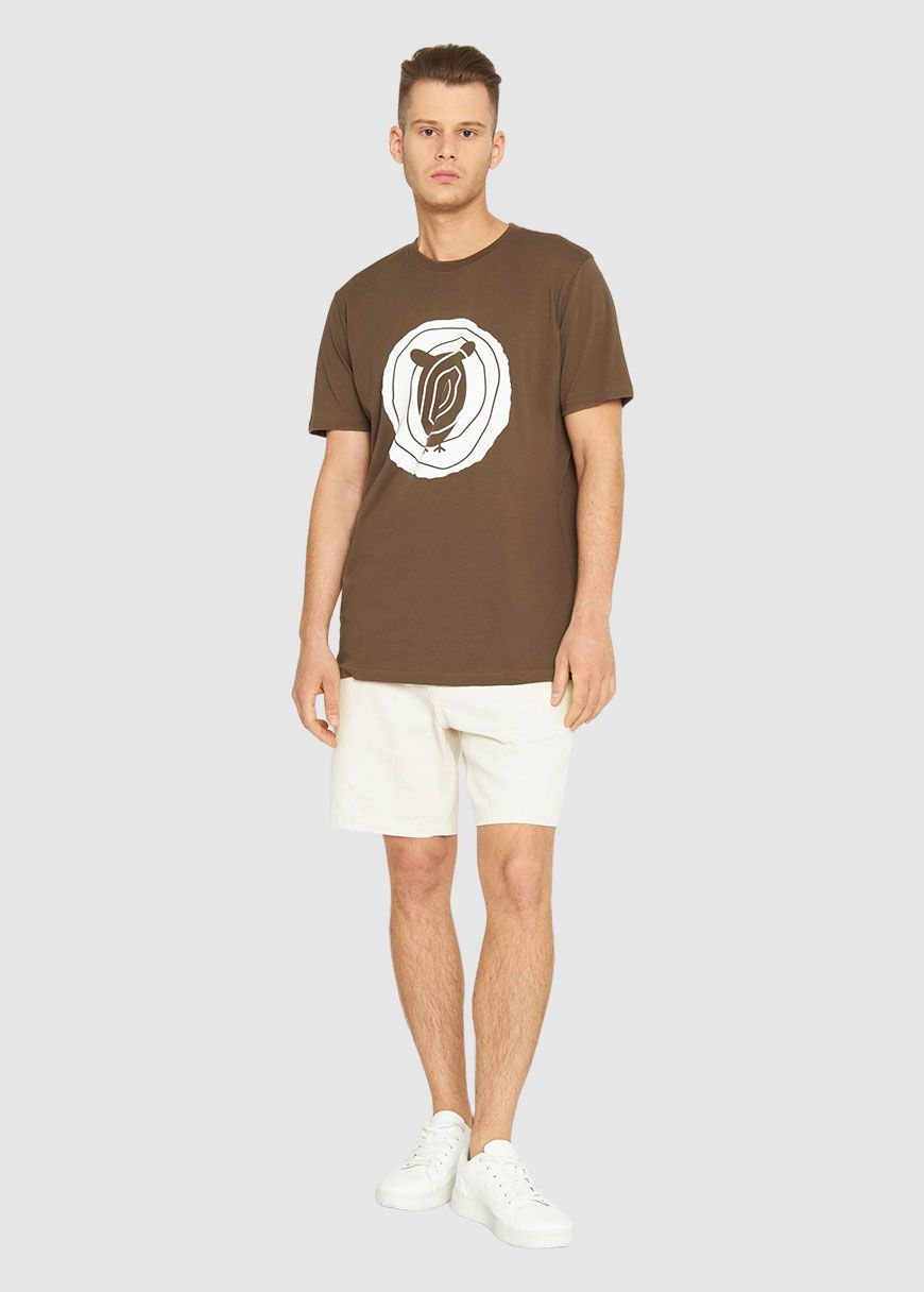 Tee In Single Jersey With Wood Print