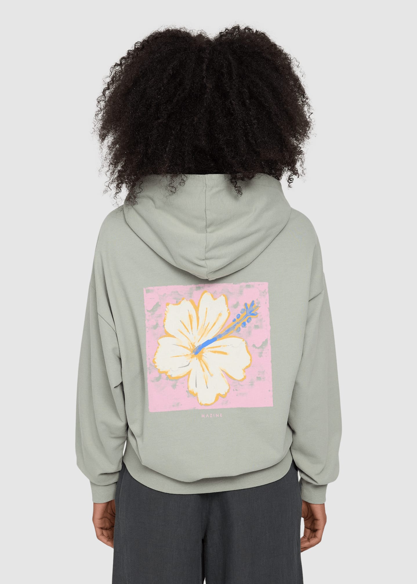 Back Print Hoodie Eucalyptus/hibiscus