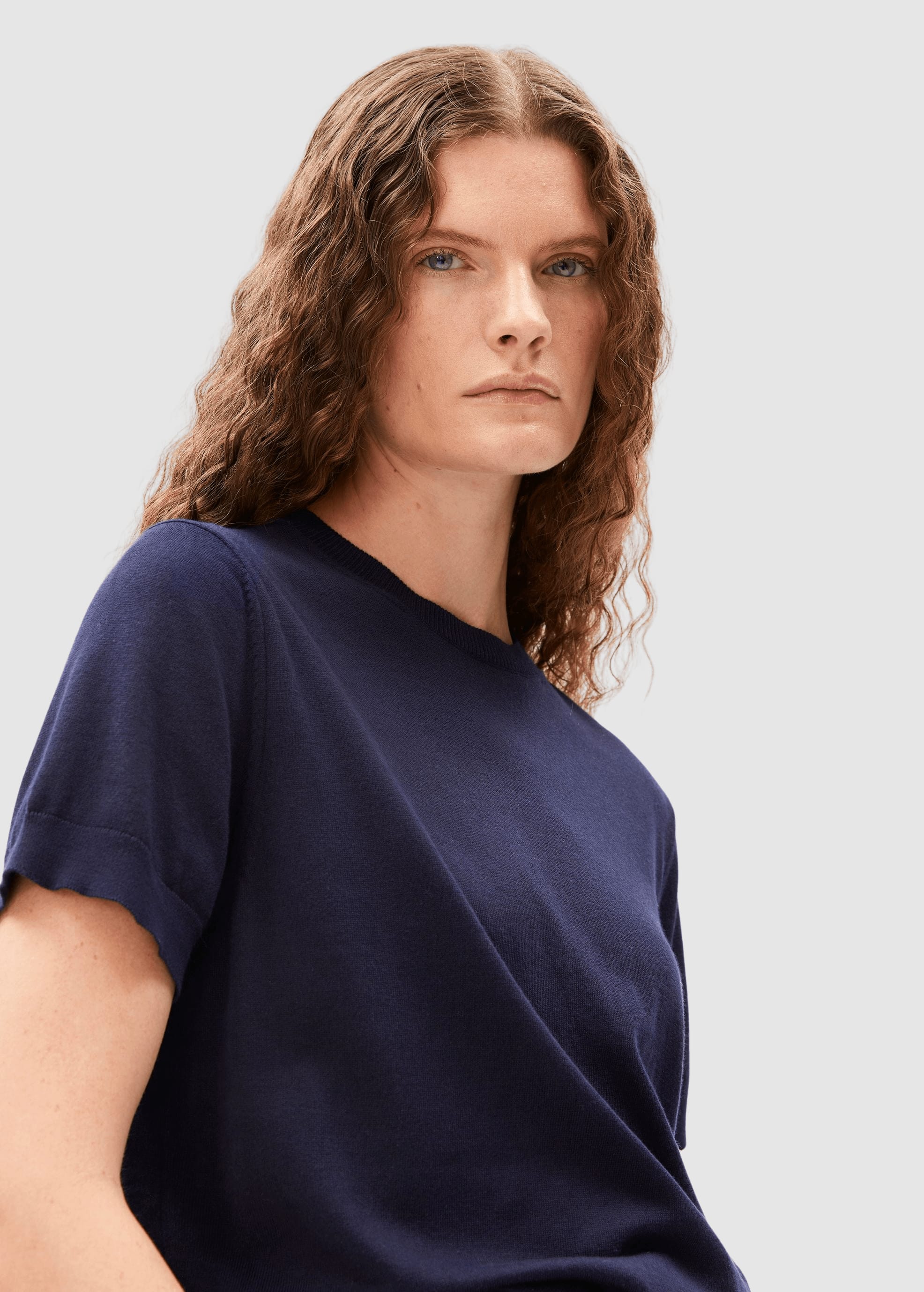 Fine S Sl Knit Sweater Tinted Navy