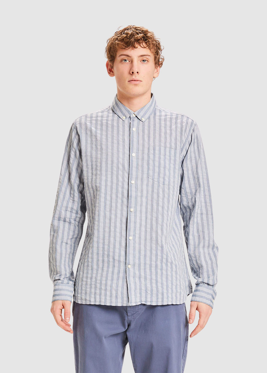 Elder Regular Fit Vertical Striped Shirt