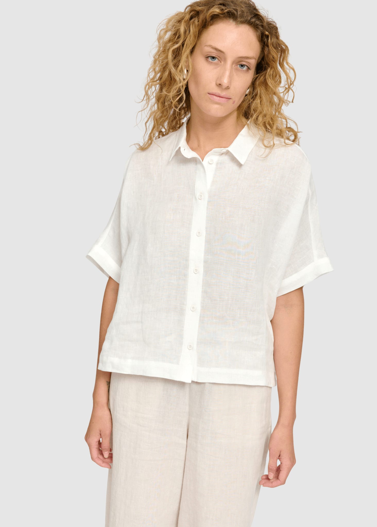 Short Sleeve Linen Shirt Bright White Short Sleeve Linen Shirt Bright White