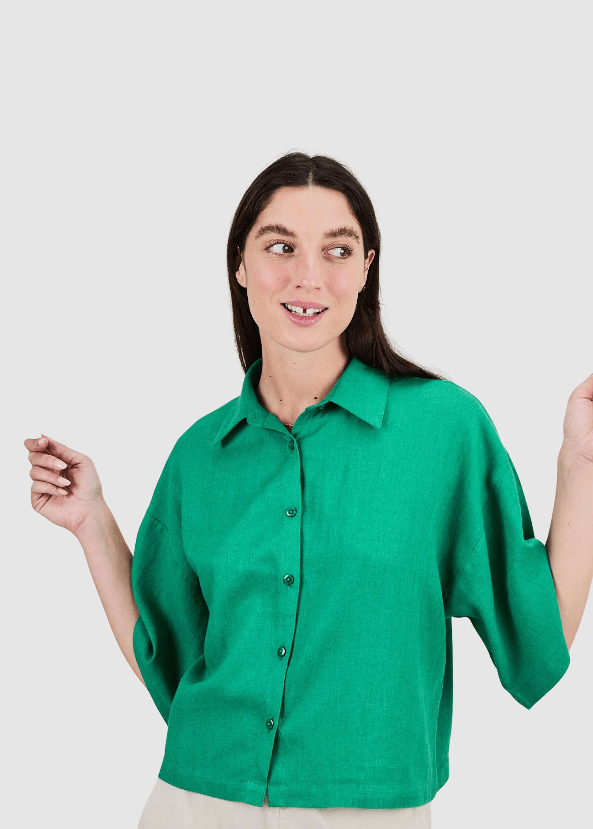 Boxy Squared Blouse Green