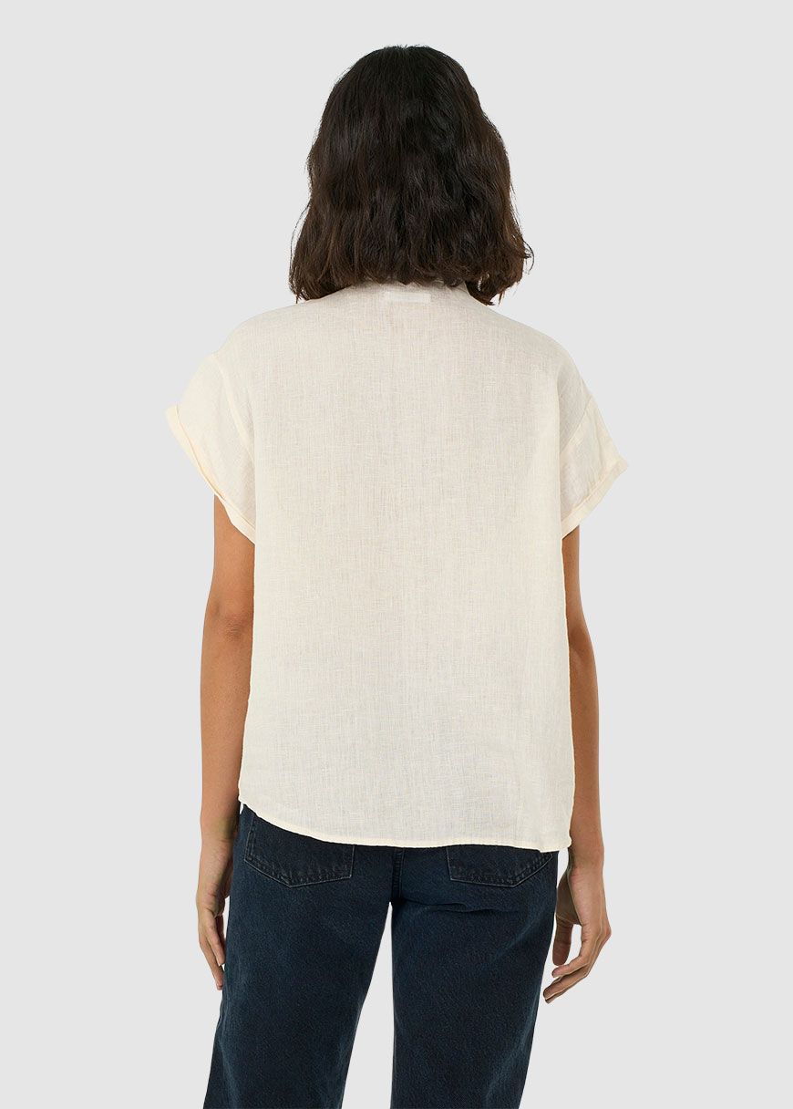Collar Stand Short Sleeve Linen Shirt Collar Stand Short Sleeve Linen Shirt