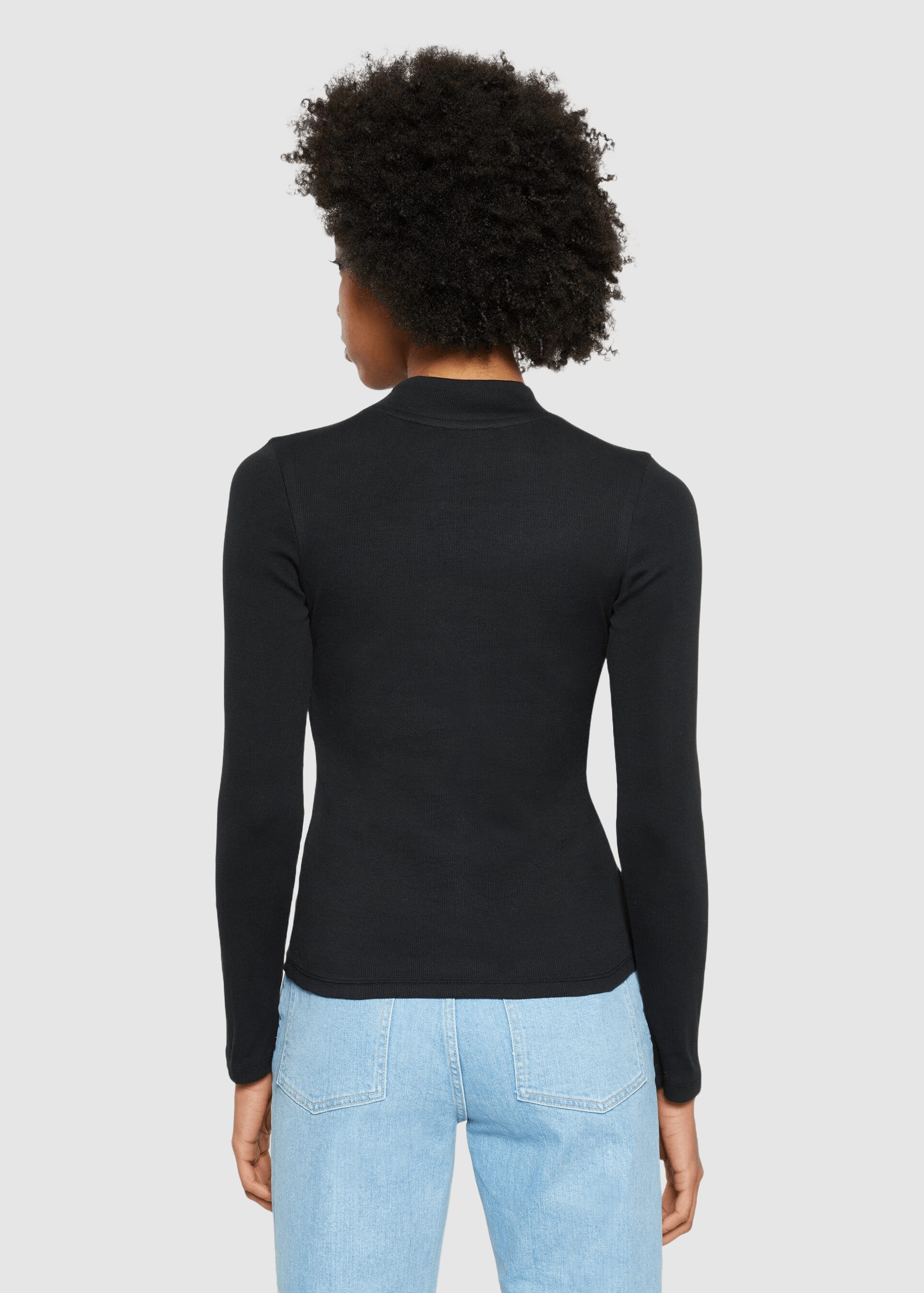Rib Mock Neck Black Jet