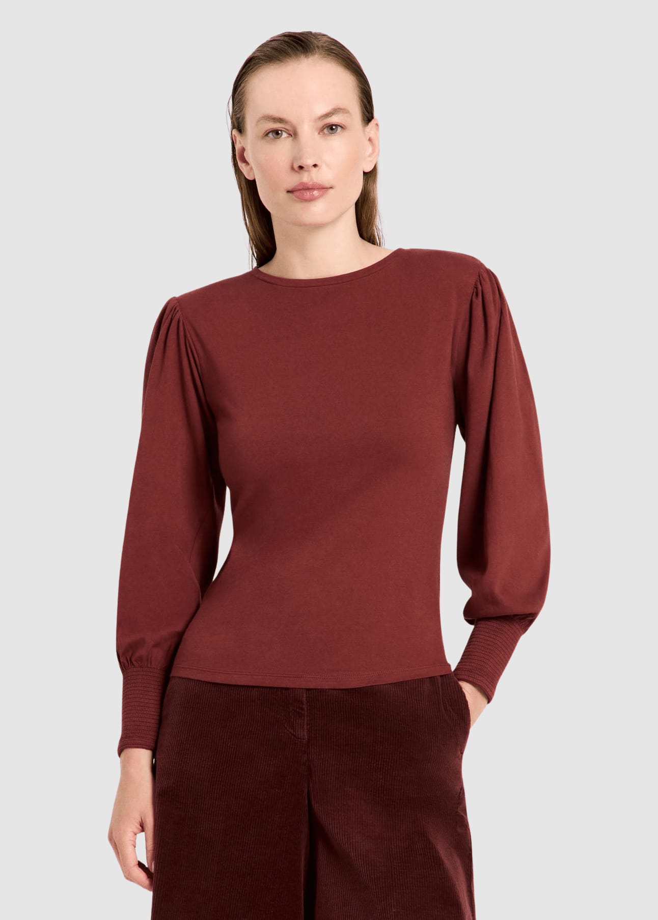 Shirt Mit Gerafftem Ärmel Red Mahagony