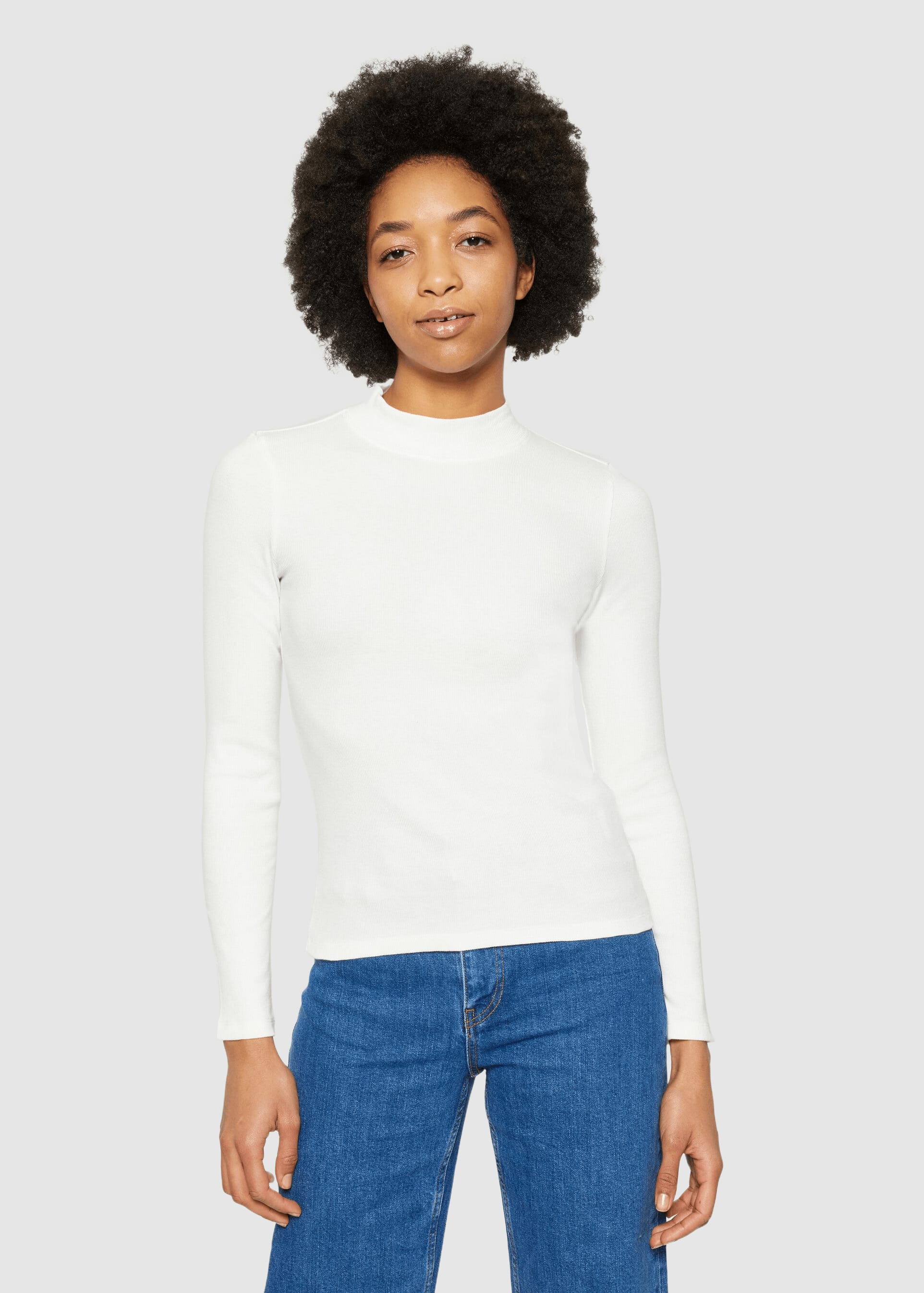 Rib Mock Neck Star White