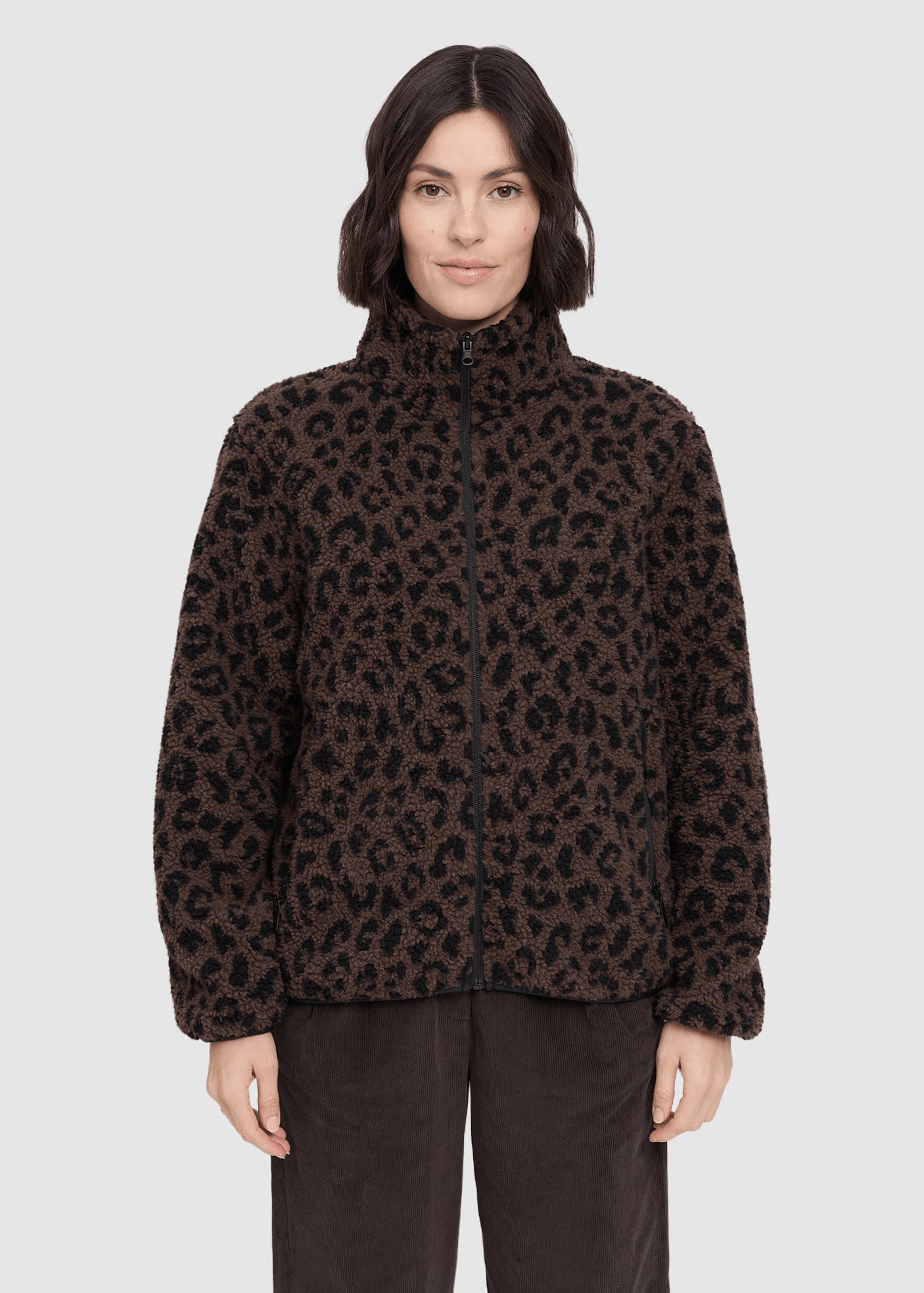 Printed Teddy-Fleece Jacket Chocolate Brown Printed