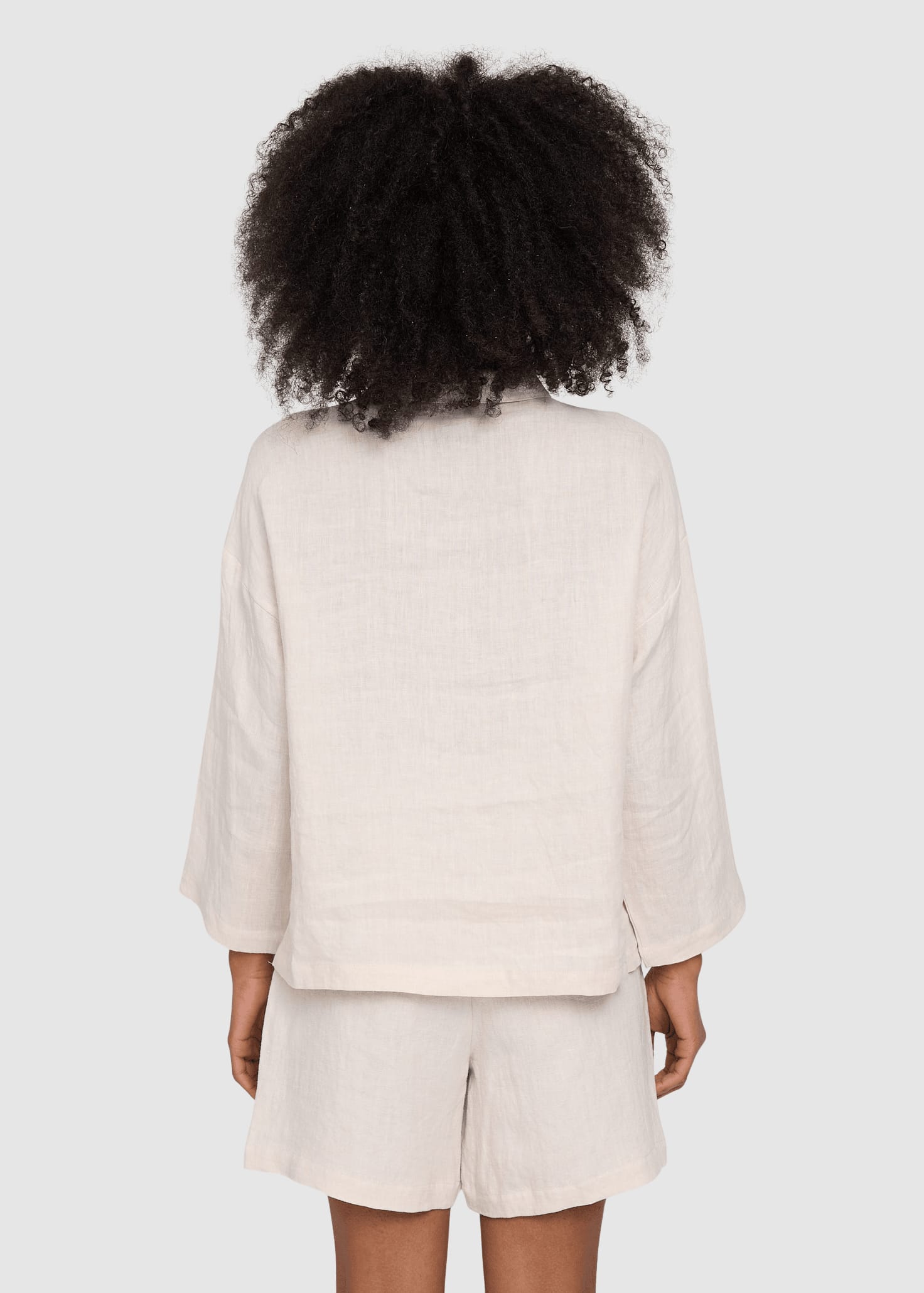 3/4 Sleeve Linen Shirt Moon