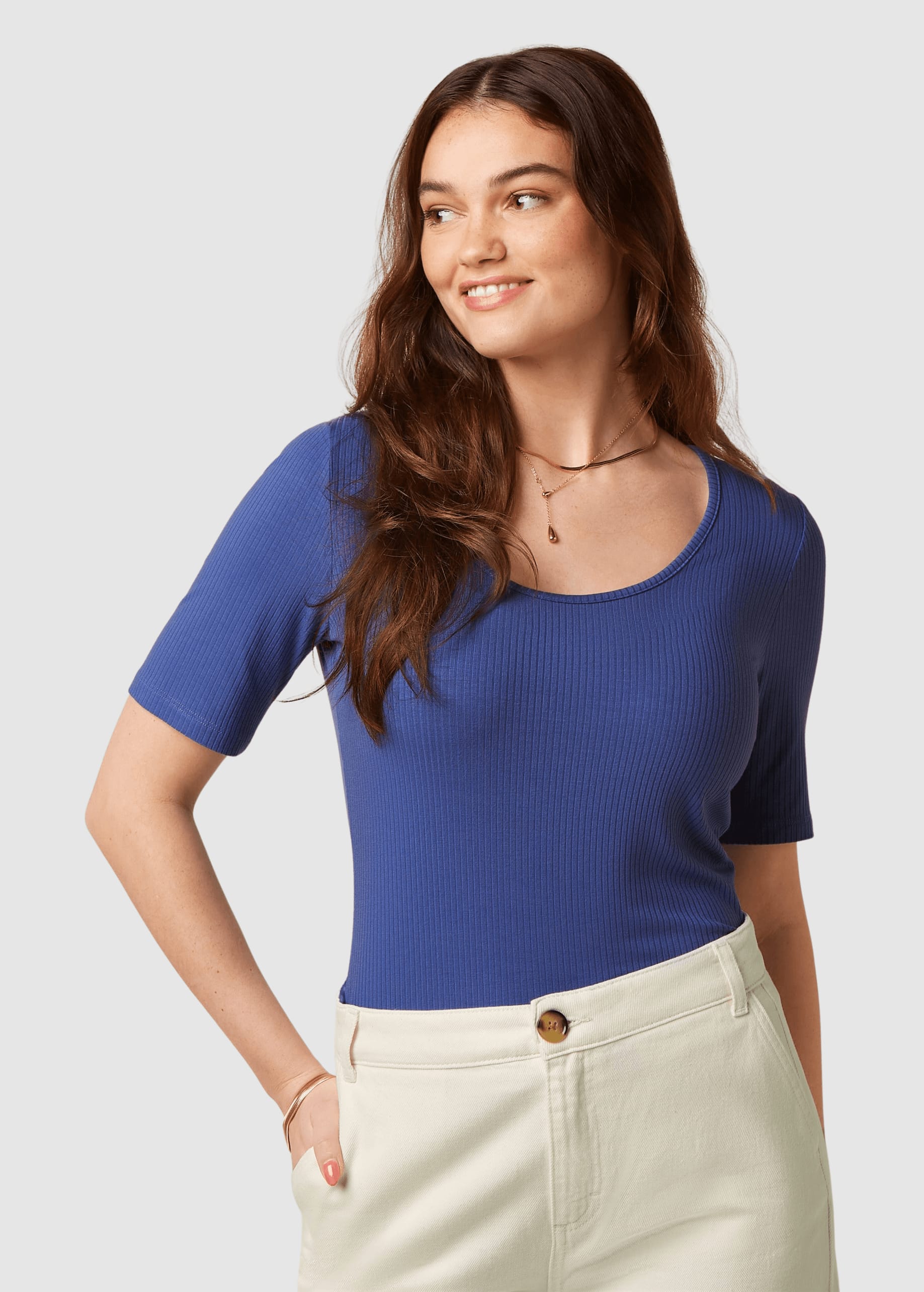Carice Top Uni Rib Amparo Blue