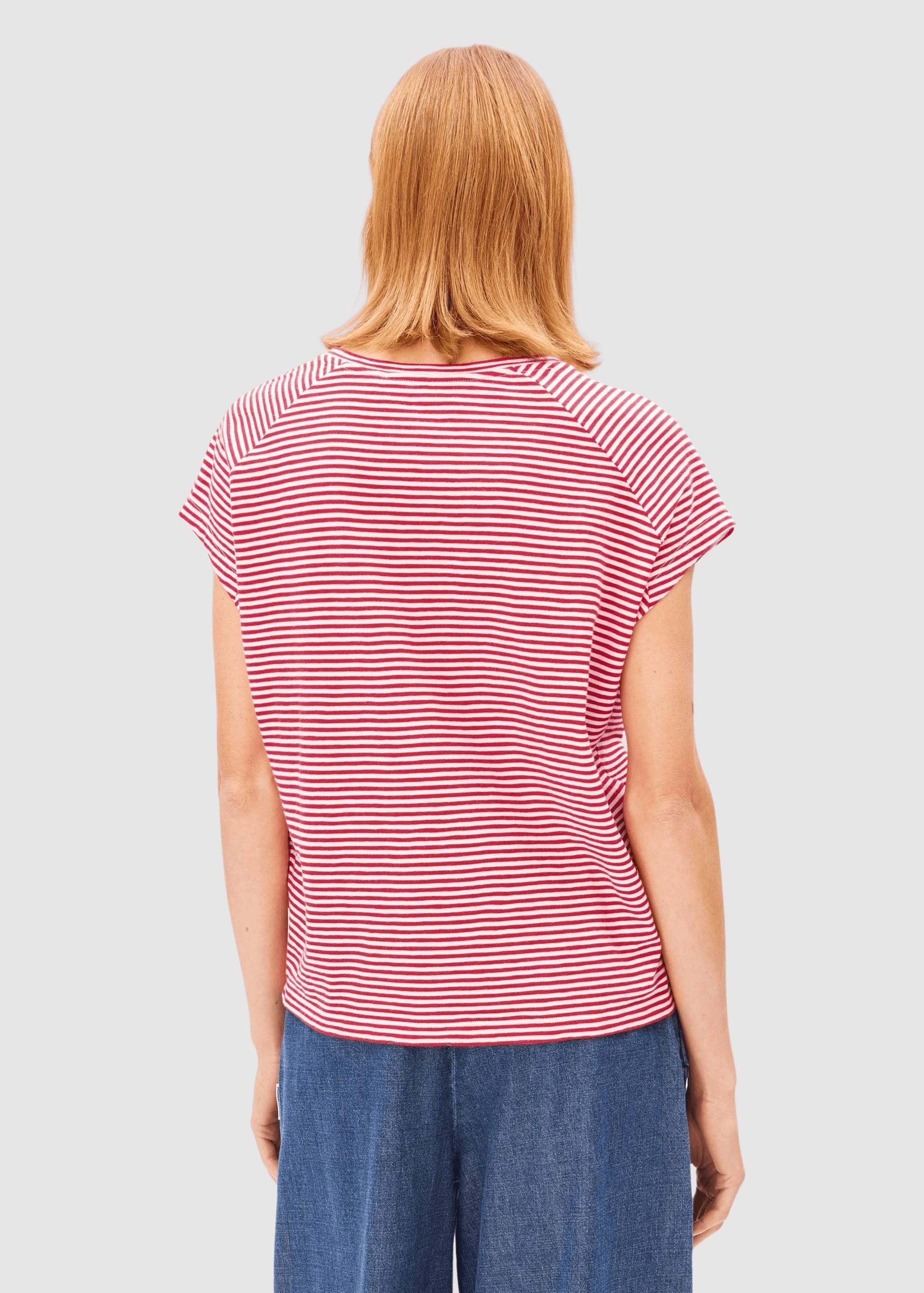 Slub Jersey Stripe T-Shirt Pink Mist-Mars Red