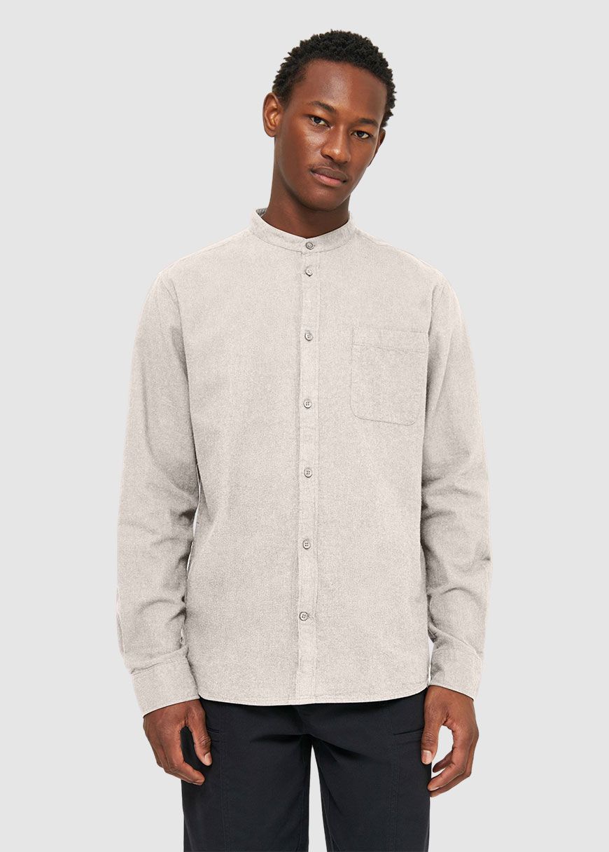 Regular Fit Melangé Flannel Stand Collar Shirt