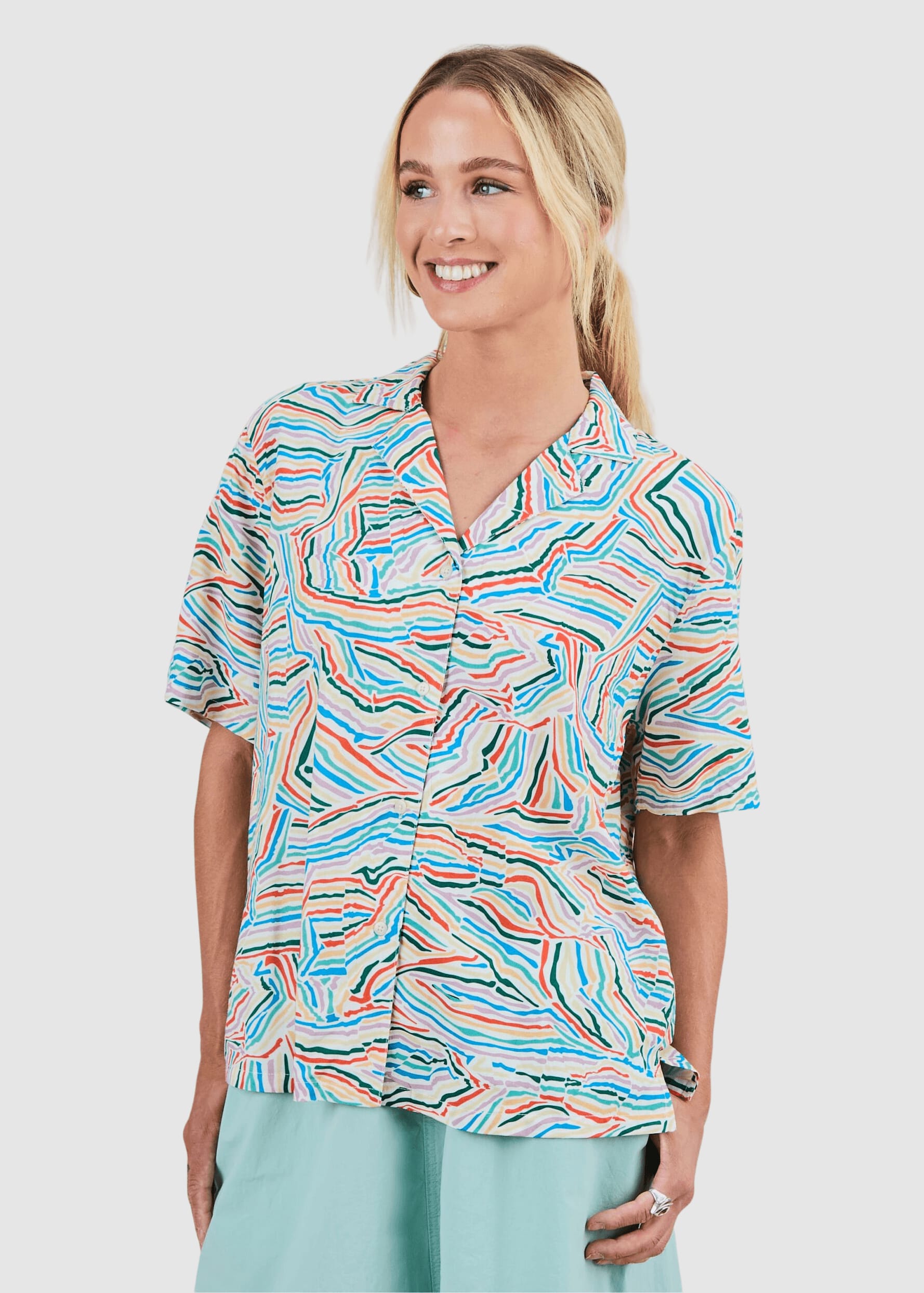 Messy Stripes Aloha Blouse Multicolor