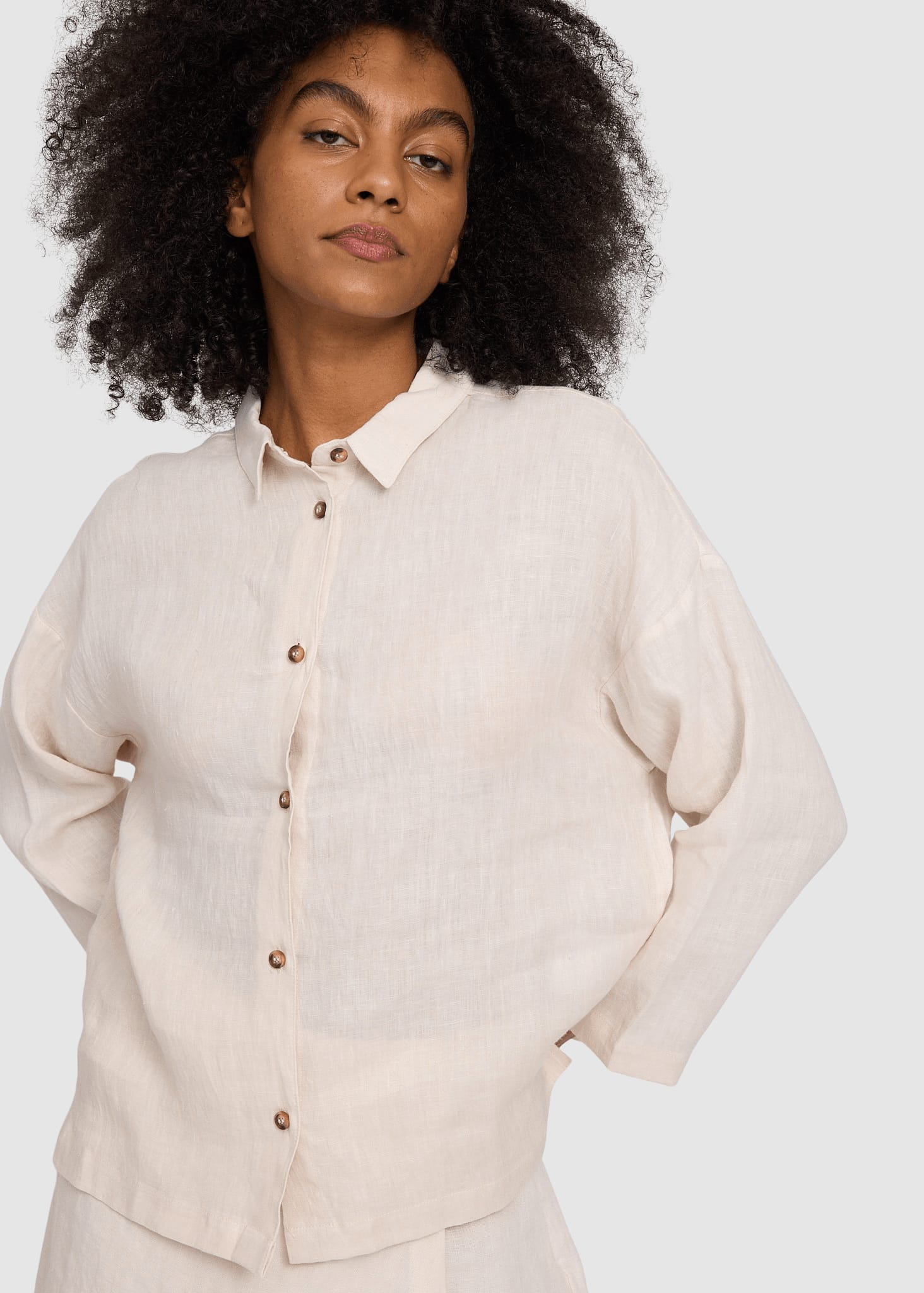 3/4 Sleeve Linen Shirt Moon