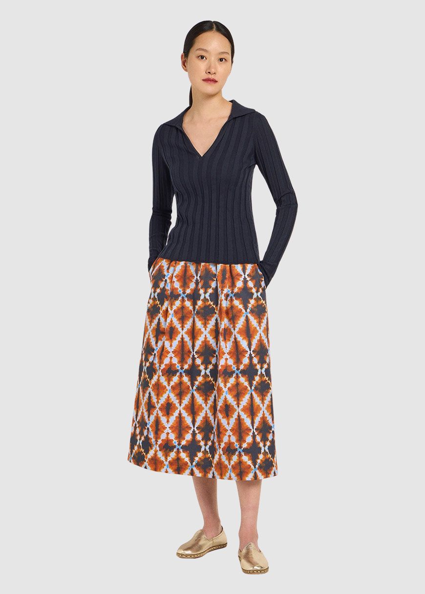 Rippenpullover mit Polo-Kragen