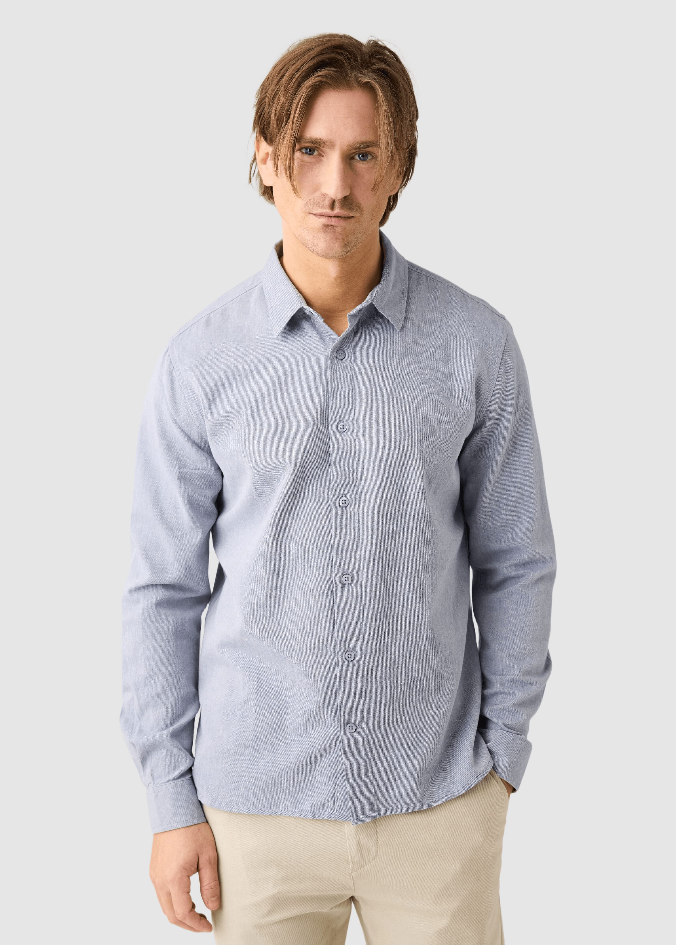 knowledge-cotton-apparel-regular-fit-light-twill-shirt-vintage-indigo-1.jpeg Regular Fit Light Twill Shirt Vintage Indigo