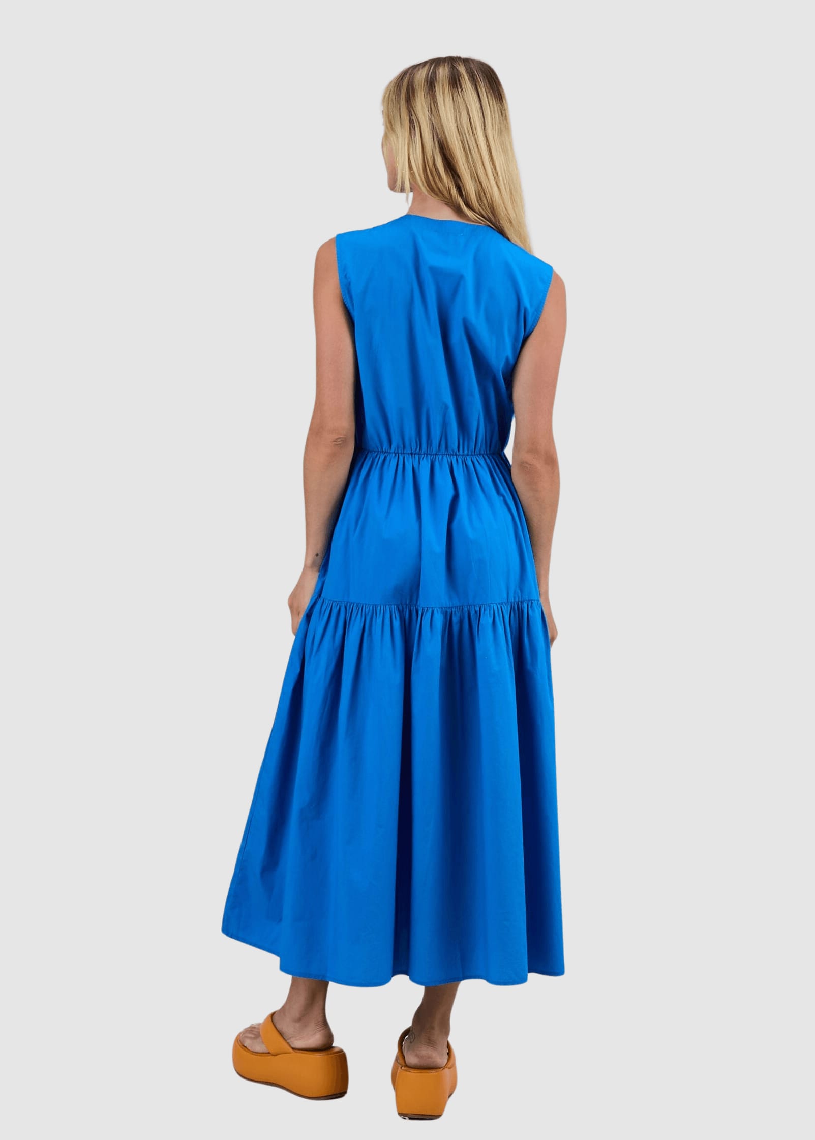 Sleeveless Shirt Dress Blue Sleeveless Shirt Dress Blue