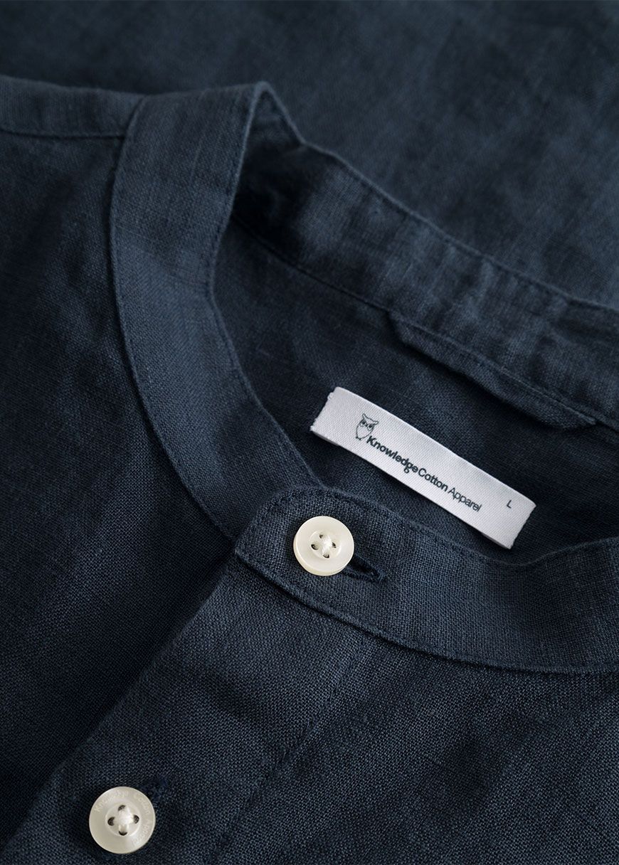 Custom Fit Linen Stand Collar Shirt Custom Fit Linen Stand Collar Shirt