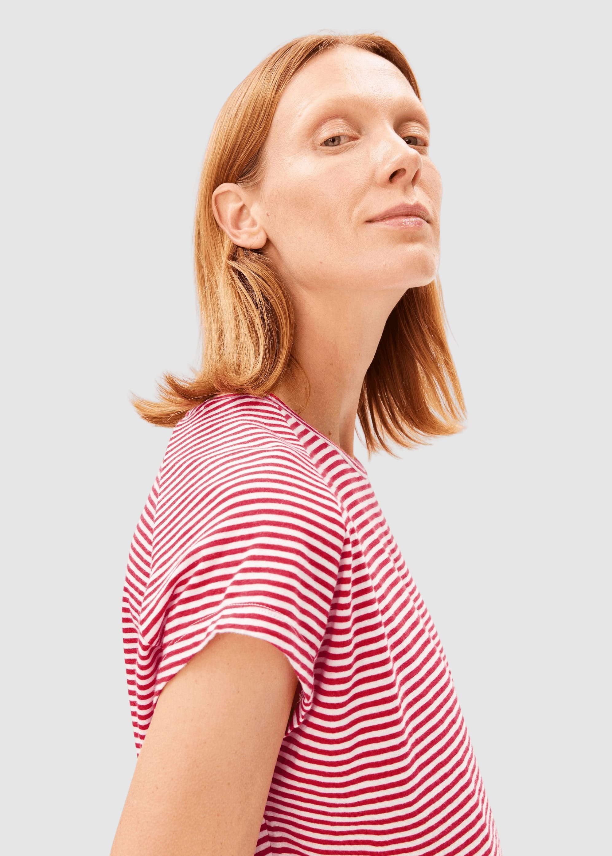 Slub Jersey Stripe T-Shirt Pink Mist-Mars Red
