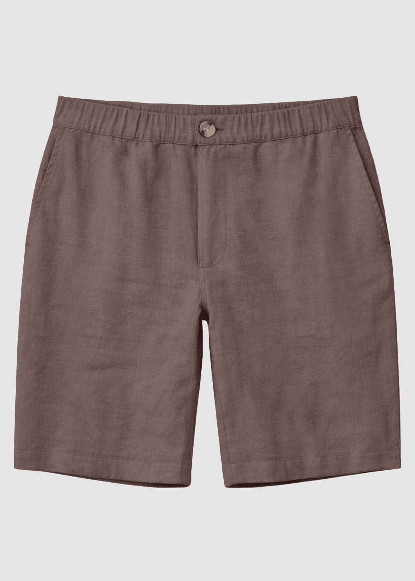 Regular Linen Shorts Grey Brown