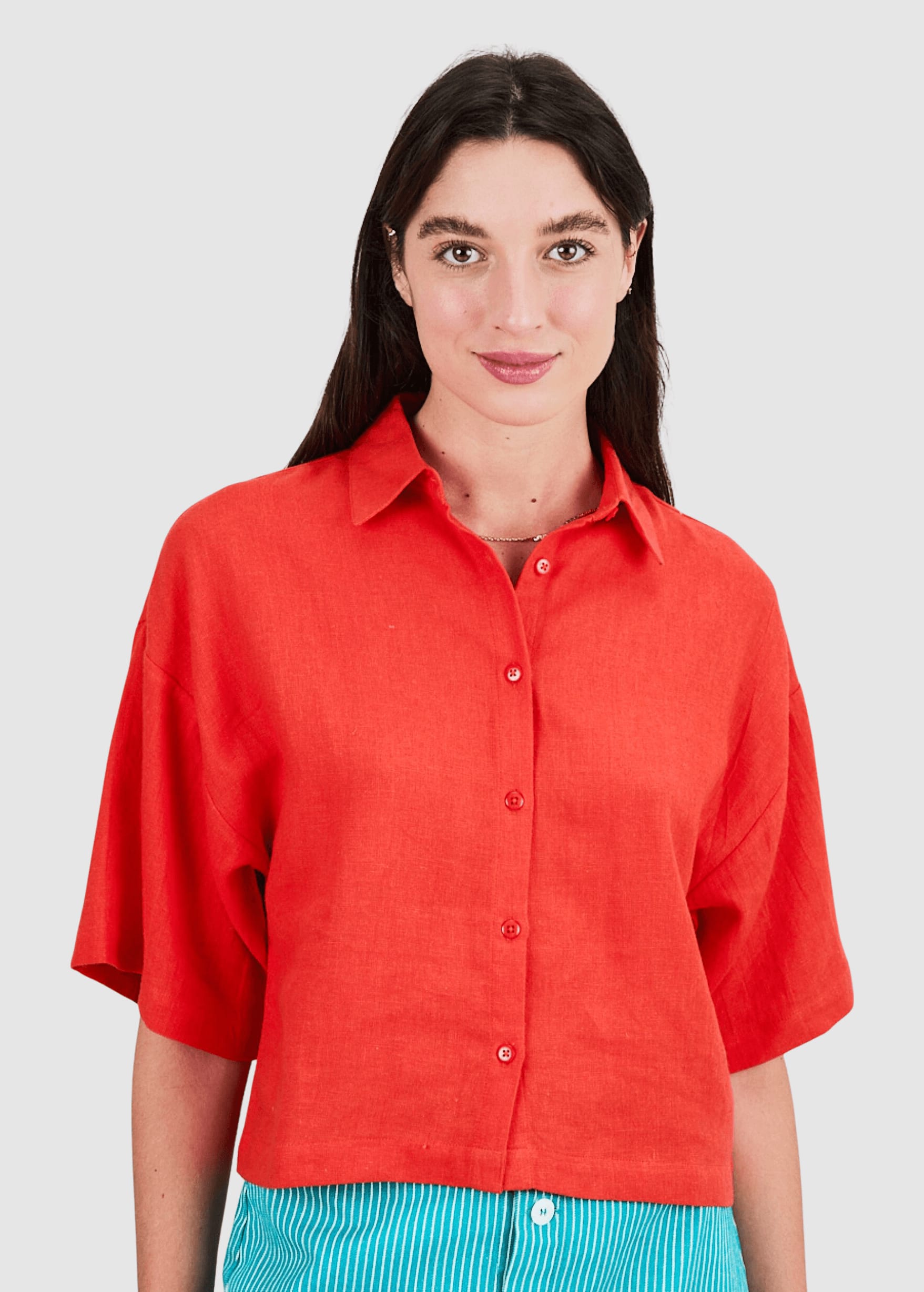 Boxy Squared Blouse Coral