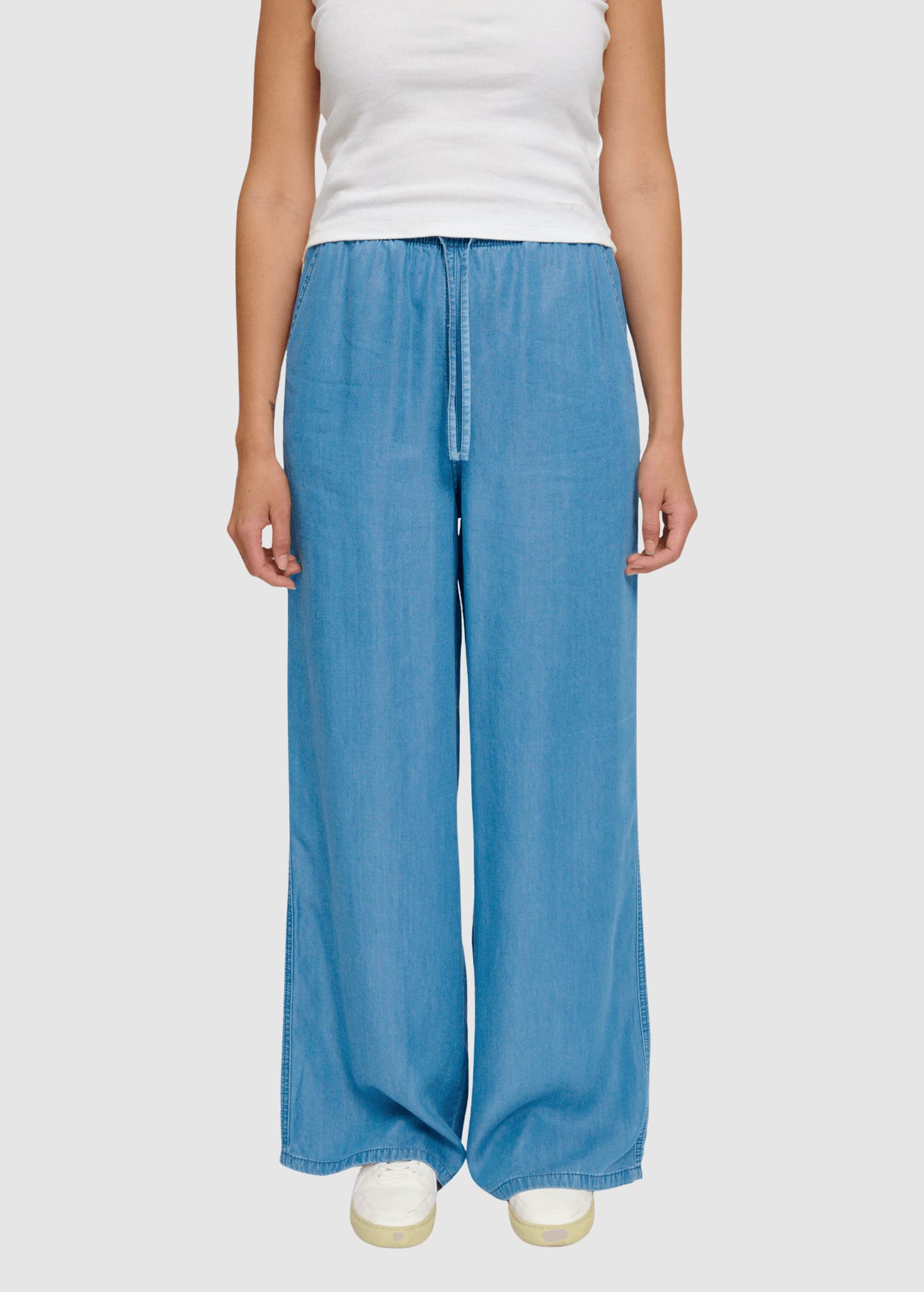 Drawstring Tencel Pants Dark Blue Wash