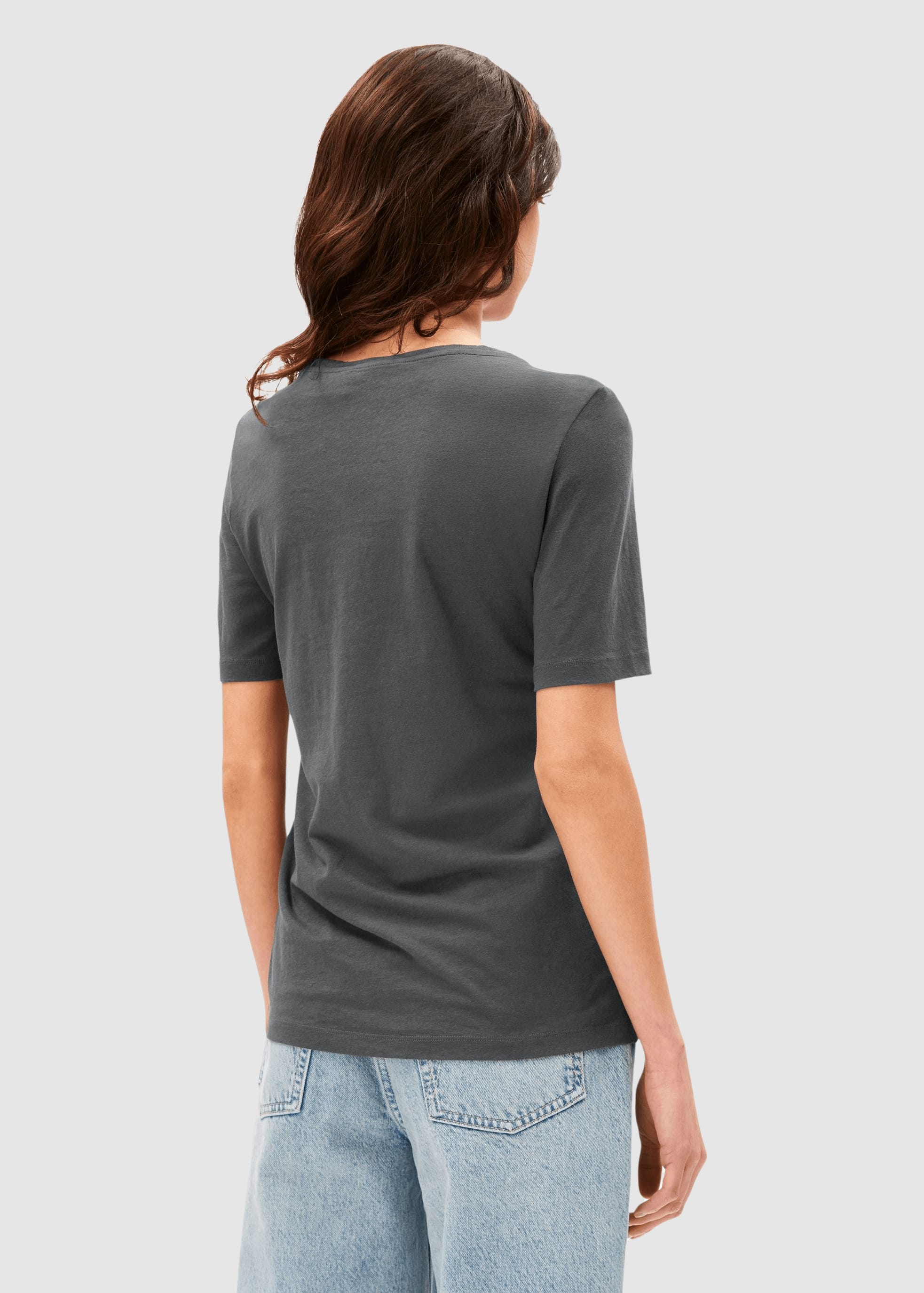 Lualaa Linen Blend T-Shirt Space Steel