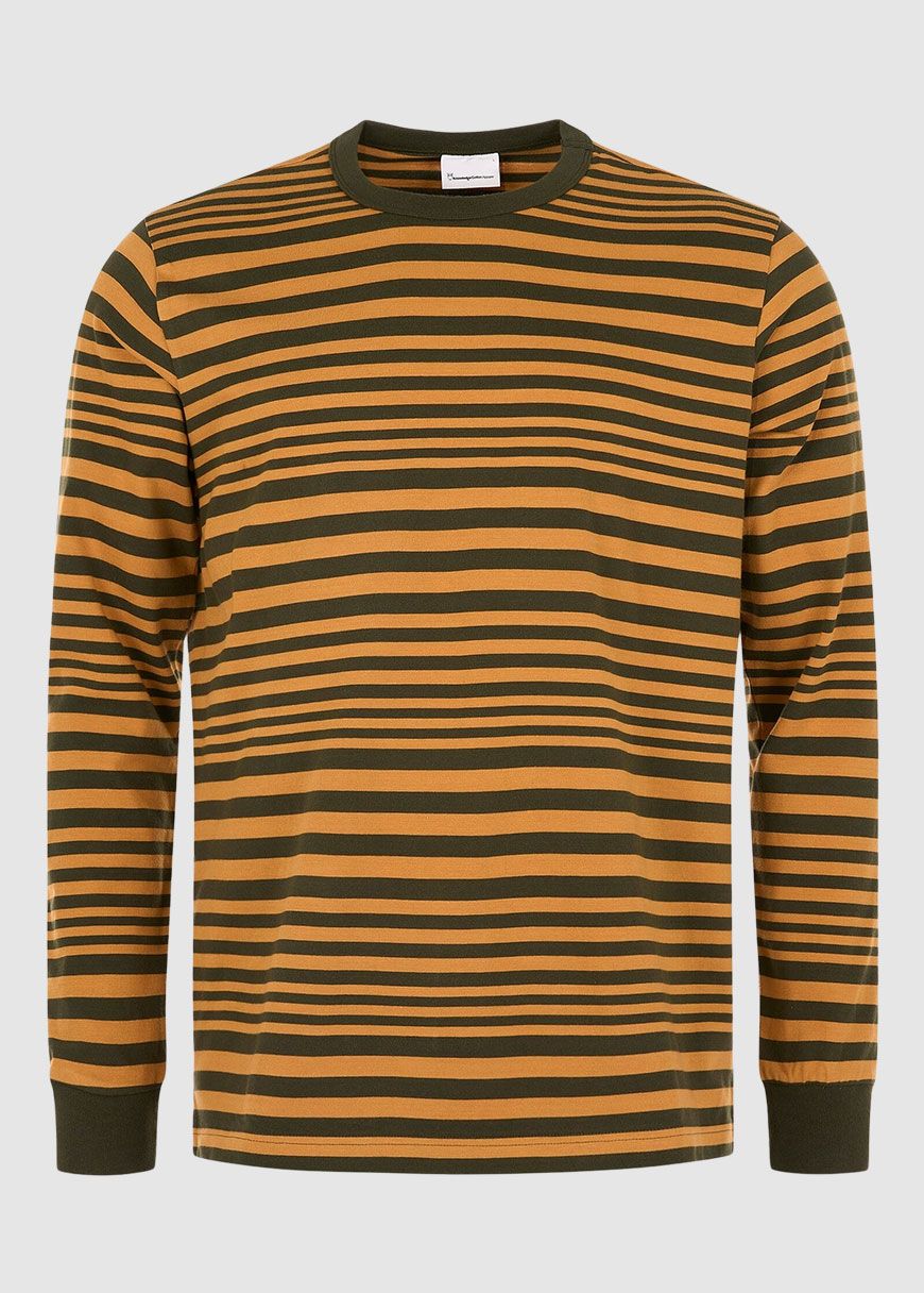 Regular Long Sleeve Cotton Striped O-Neck T-Shirt