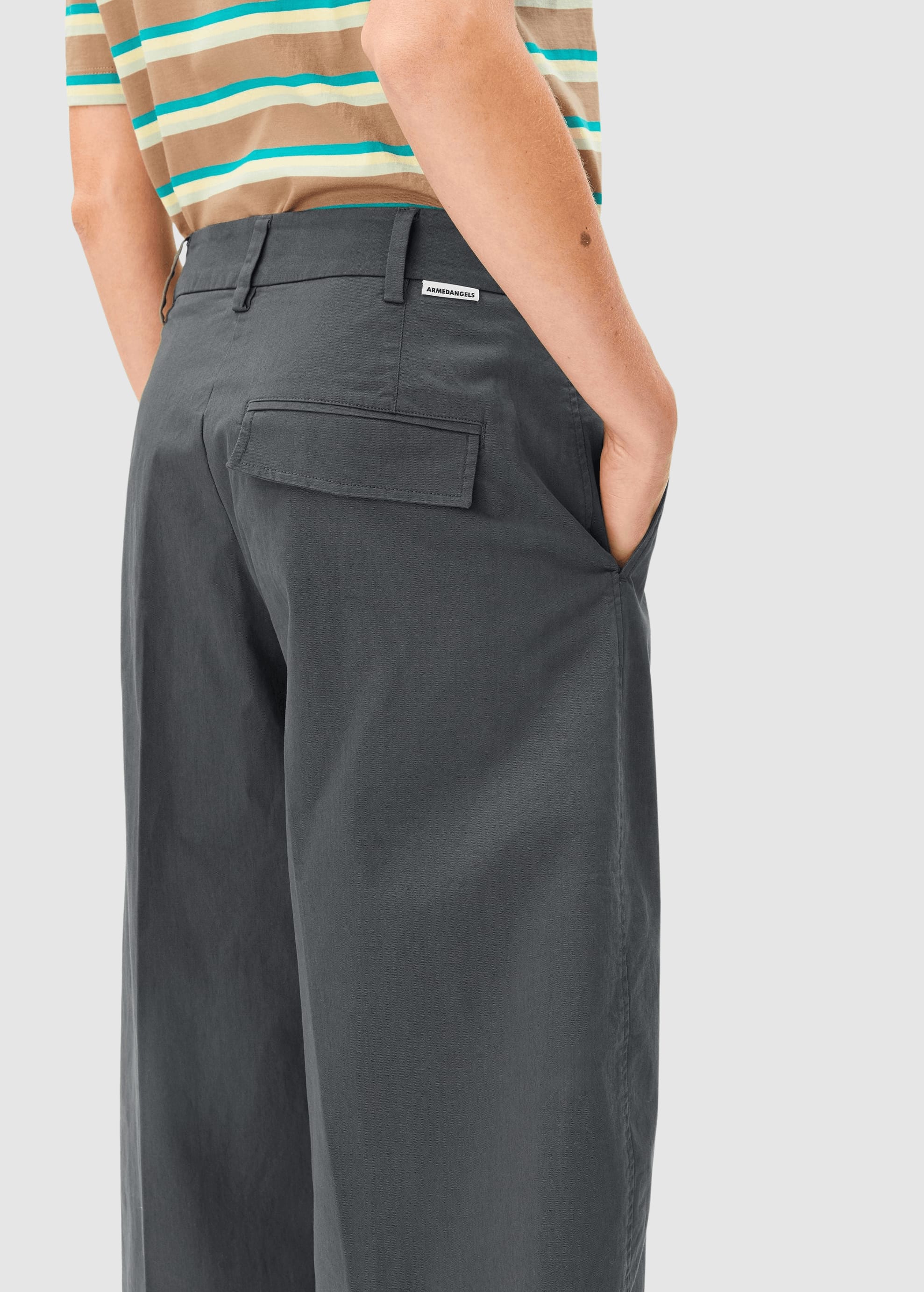 Barrel Leg Twill Pant Space Steel