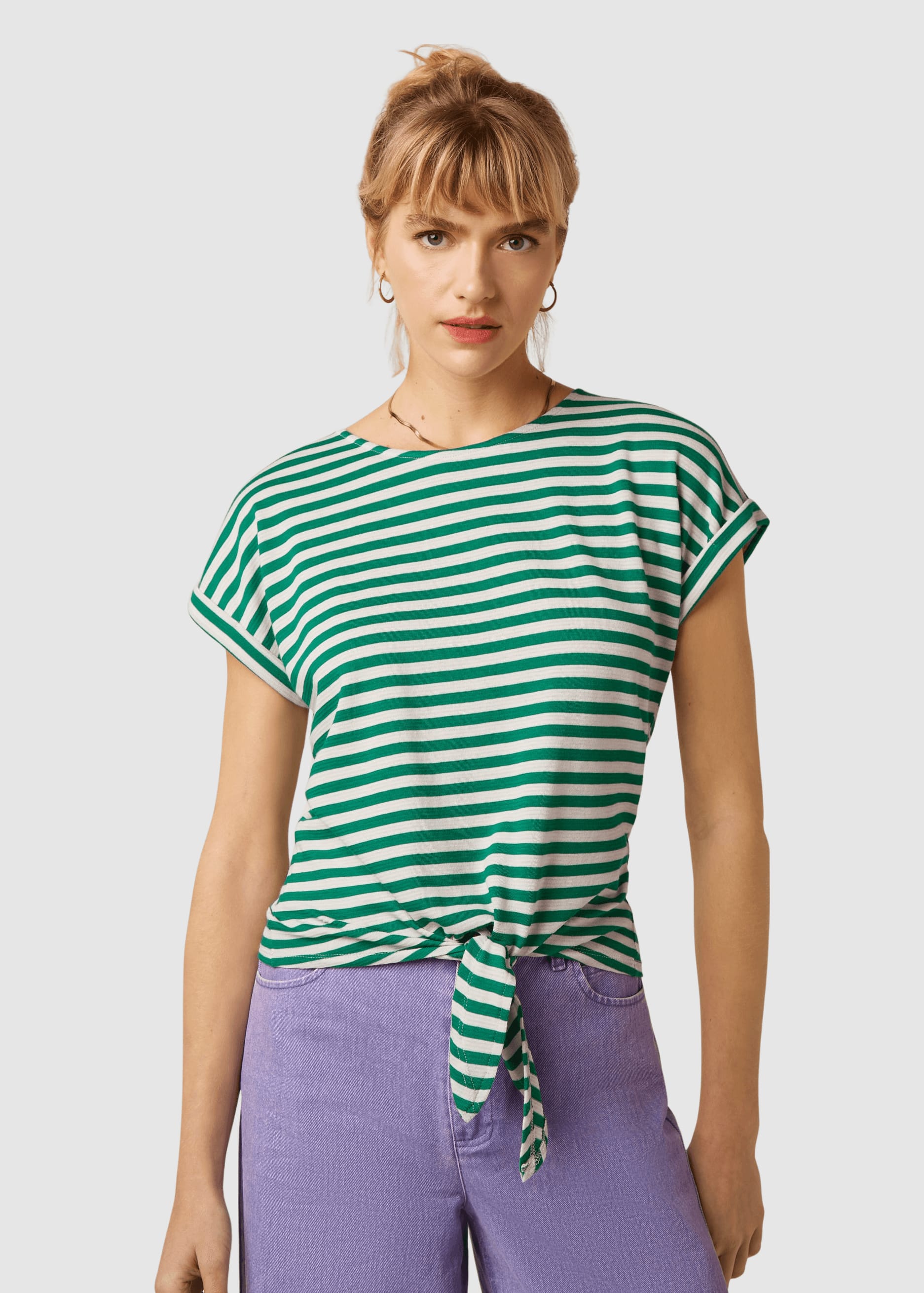 Aria Knot Shirt Chopito Stripe Ultra Green