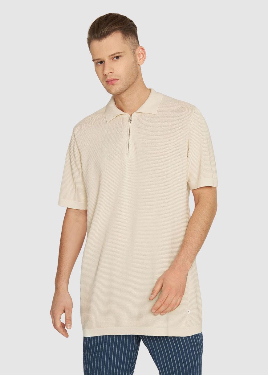 Polo With Zipper In Reverse Knit Polo With Zipper In Reverse Knit