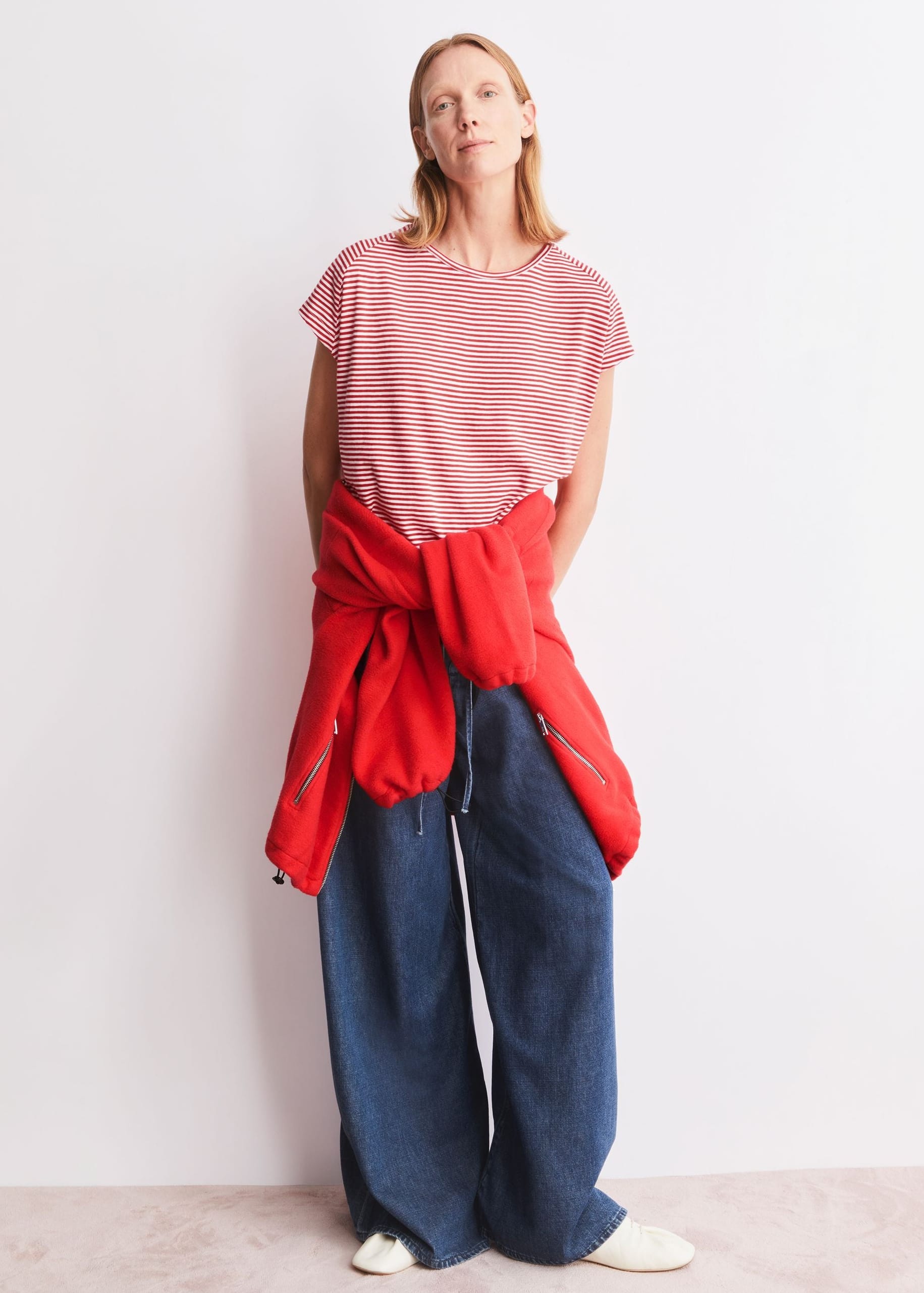 Slub Jersey Stripe T-Shirt Pink Mist-Mars Red