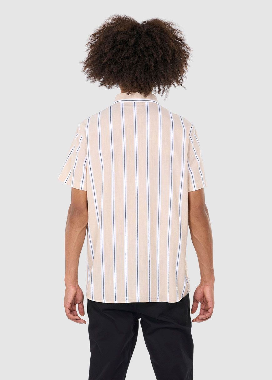 Relaxed Fit Striped Short Sleeved Cotton Shirt