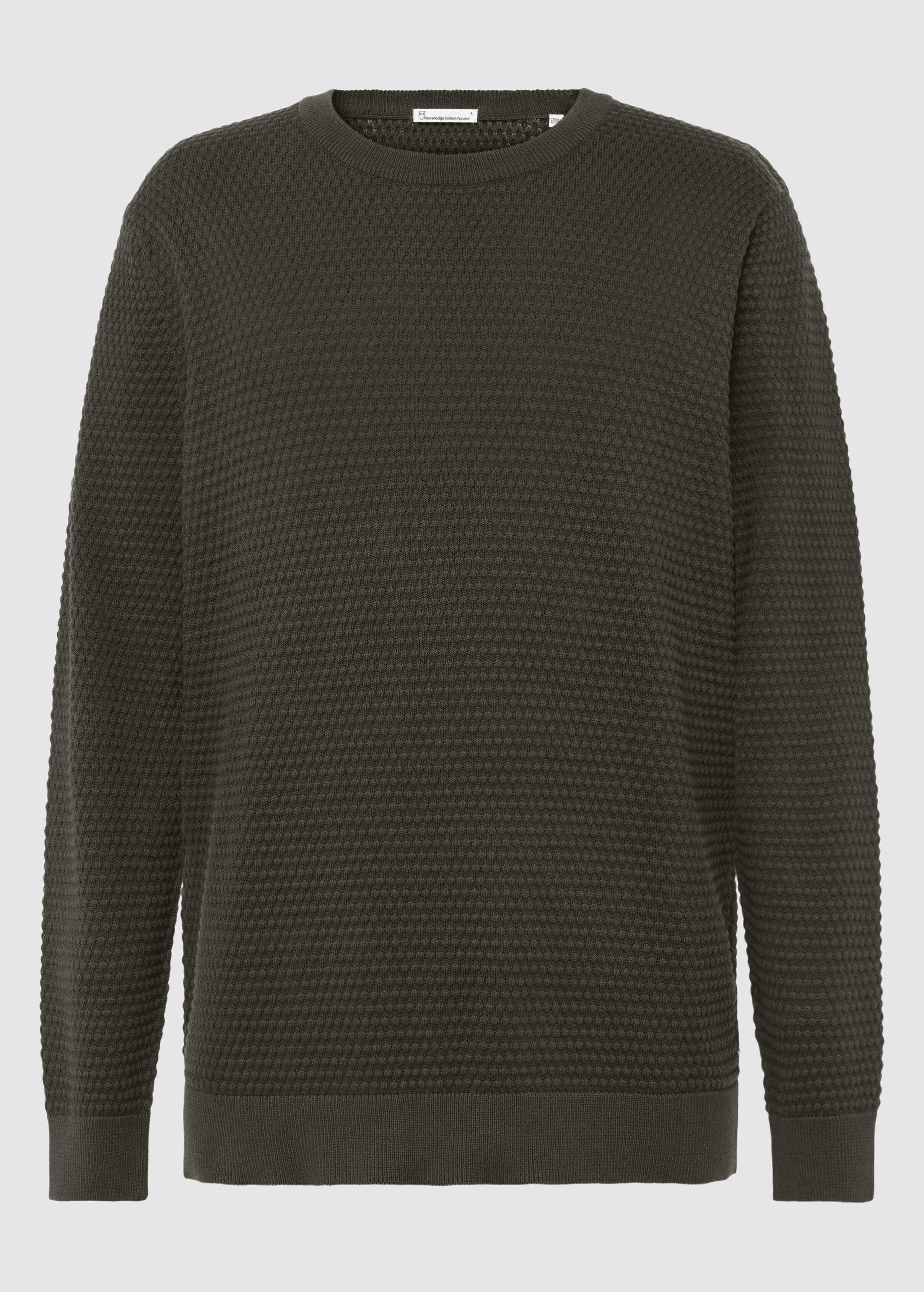 knowledge-cotton-apparel-bubble-knit-crew-neck-forrest-night-1.jpeg Bubble Knit Crew Neck Forrest Night