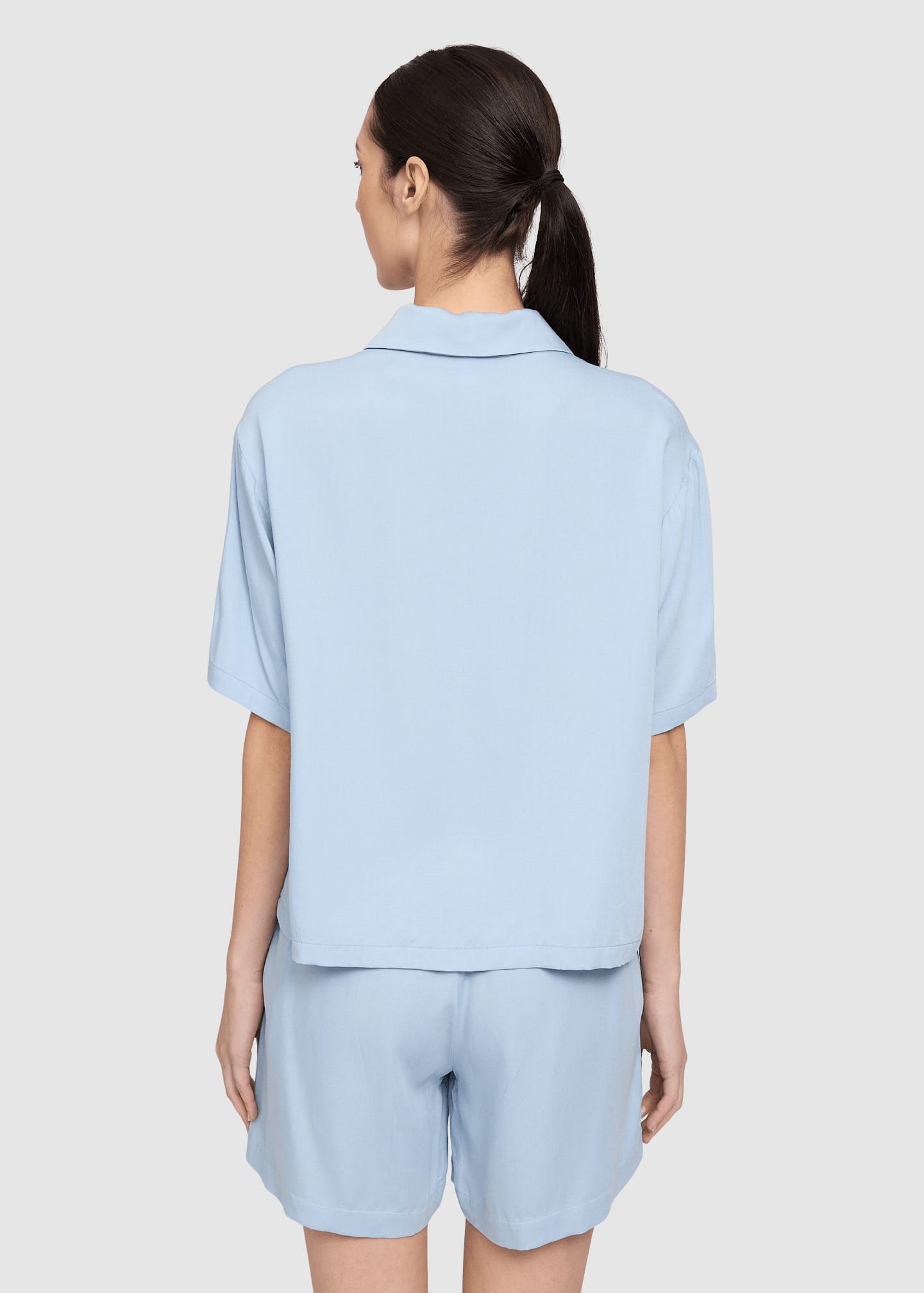 Short Sleeve Viscose Shirt Pastel Blue Short Sleeve Viscose Shirt Pastel Blue