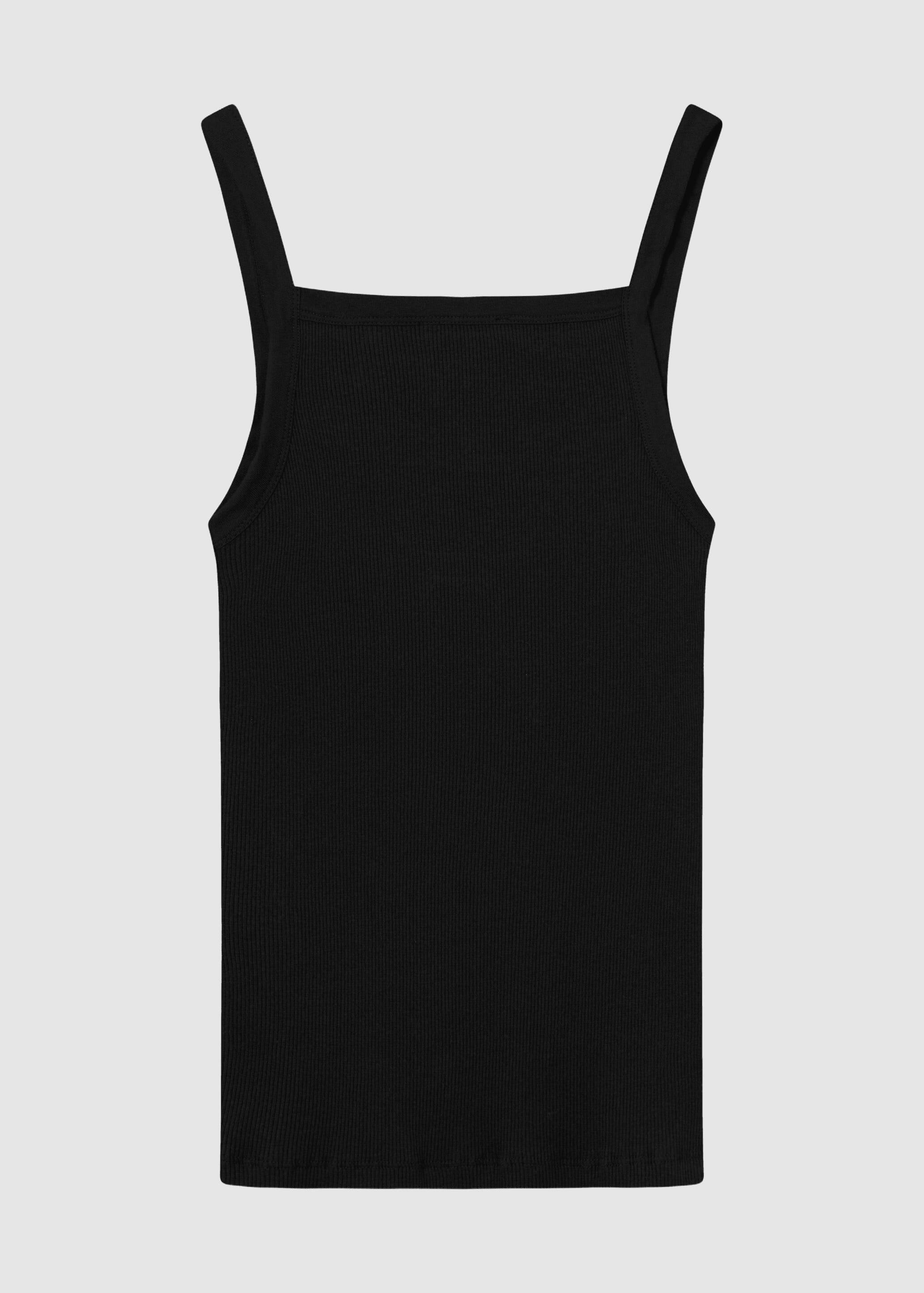 Rib Strap Top Black Jet