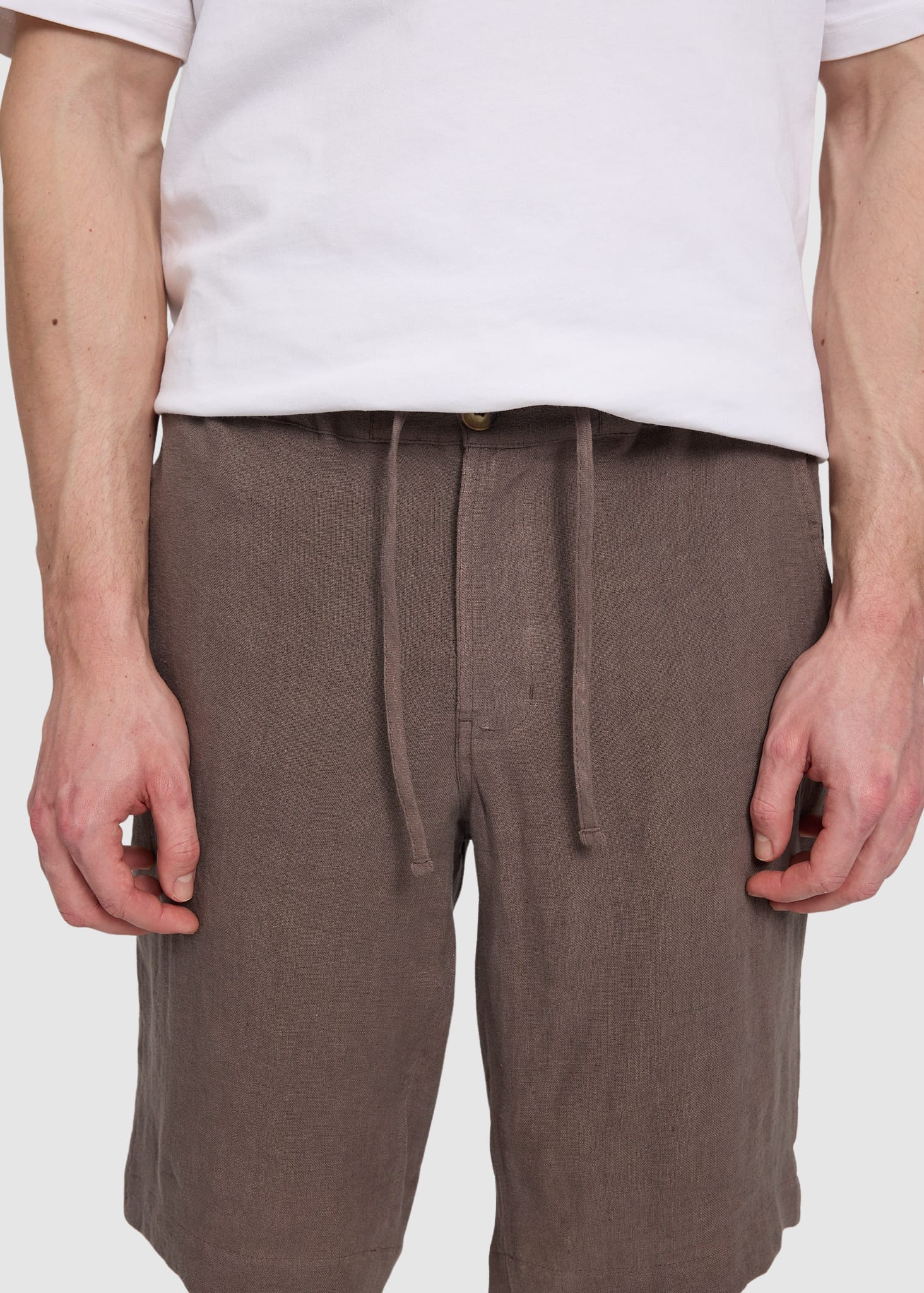 Regular Linen Shorts Grey Brown