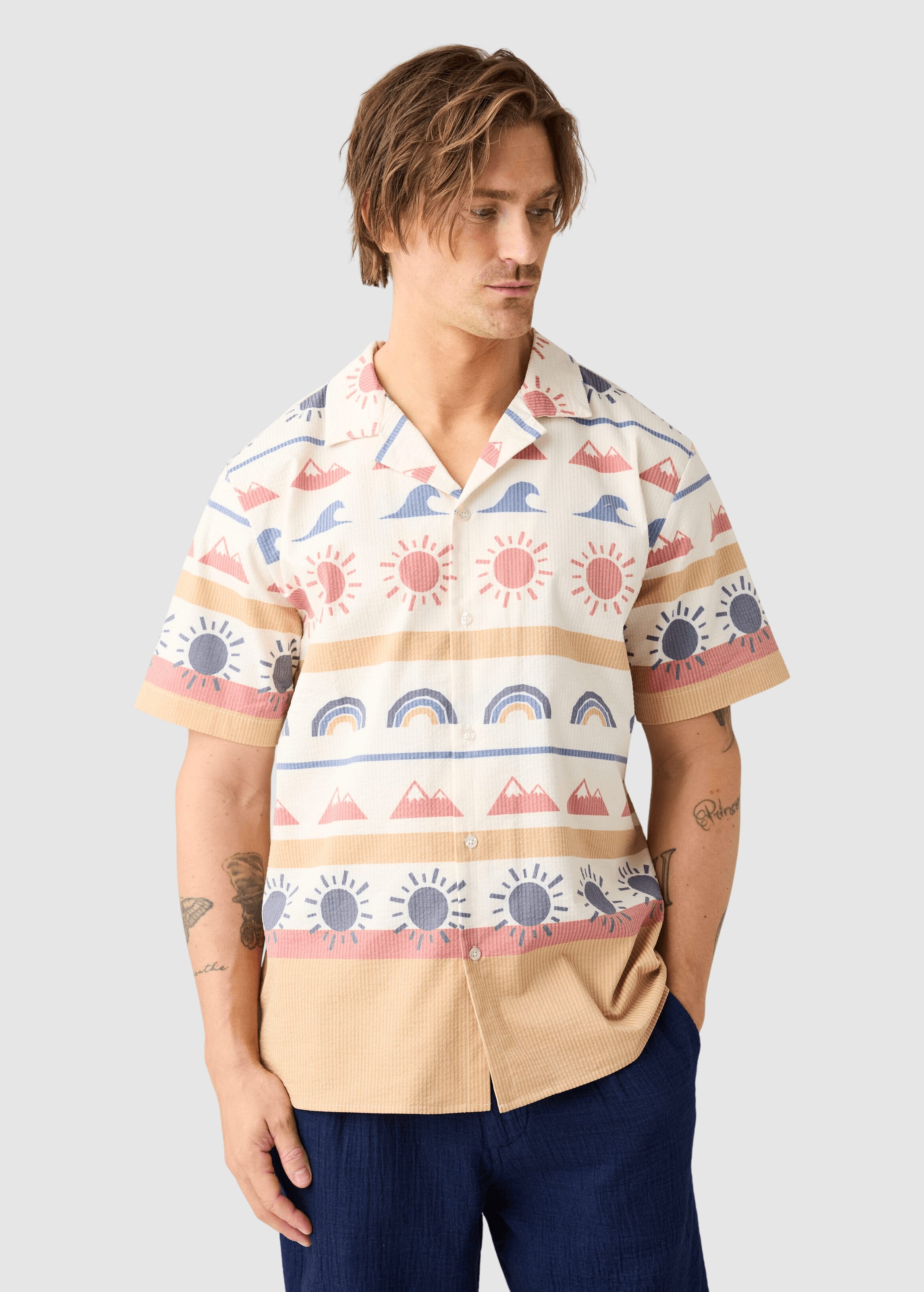 Relaxed Print Short Sleeve Shirt Multi Color Aop Relaxed Print Short Sleeve Shirt Multi Color Aop